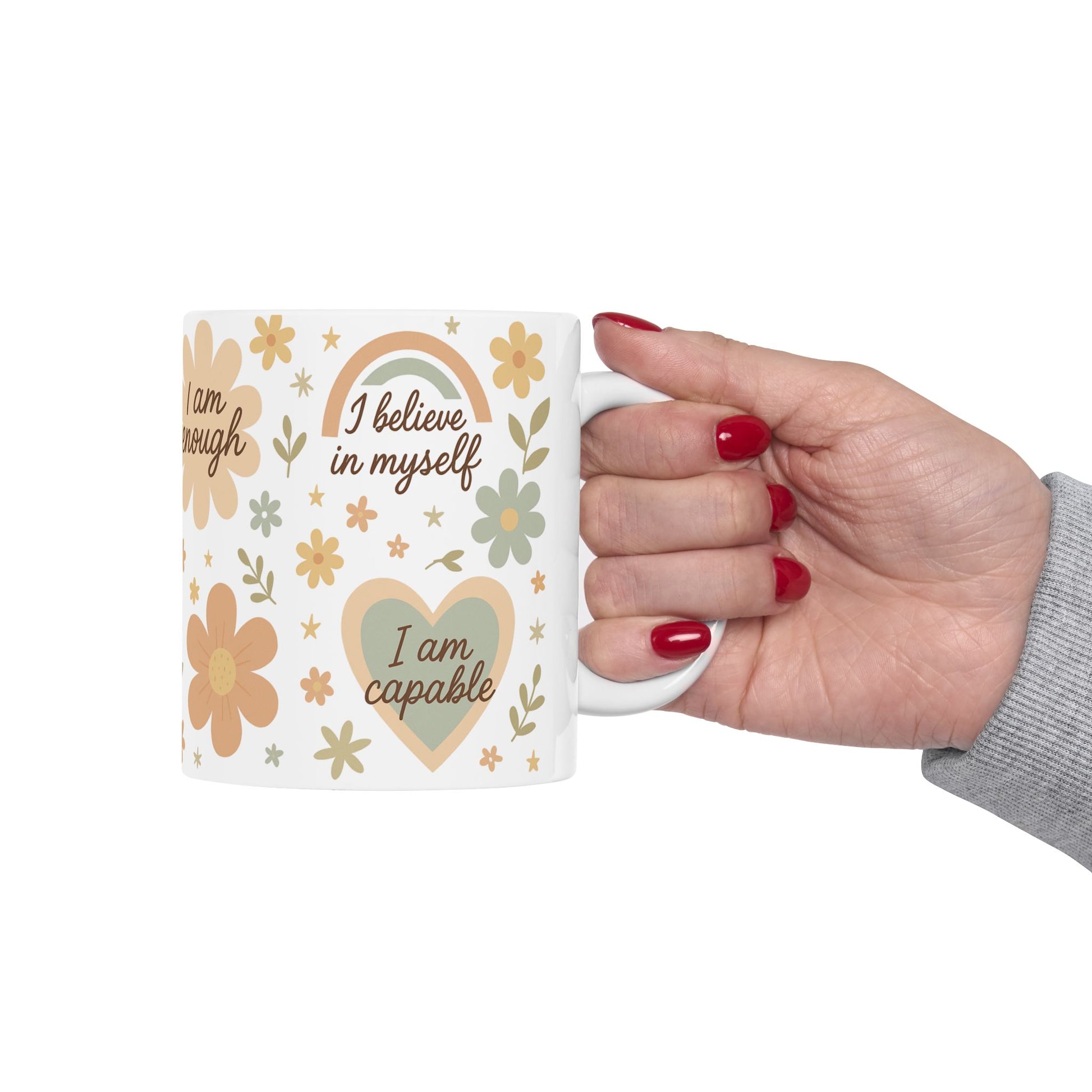 Affirmation Mug: I Am Worthy, I Am Capable, Peace - Daily Motivation, Self-Love Gift, Mindfulness - Positive Quote Coffee Cup for her
