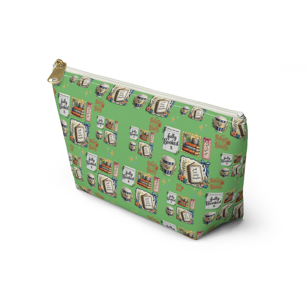 Pochette d'accessoires pour livres et café – Trousse de maquillage zippée en T pour les amoureux des livres