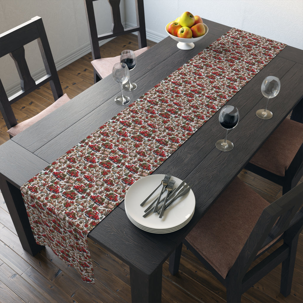 Autumn Harvest Table Runner — Rustic Farmhouse Cotton-Poly Dining Decor