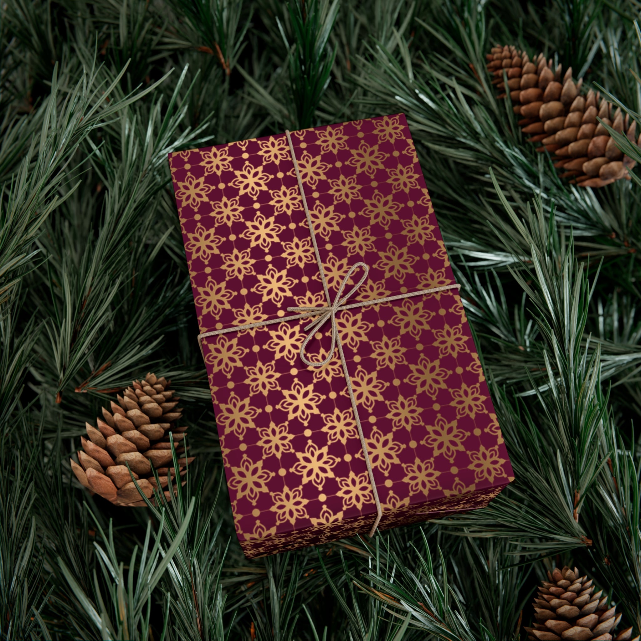Elegant Luxuries Burgundy Wrapping Paper with Gold Accents Perfect for Christmas Gifts, Weddings, & Special Occasions Premium Quality Gift Wrap for Luxurious Presentation - MRSBYVALLE