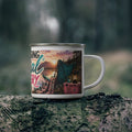 Enamel Camping Mug — "Recharging My Social Battery" Scenic Camper Coffee Cup