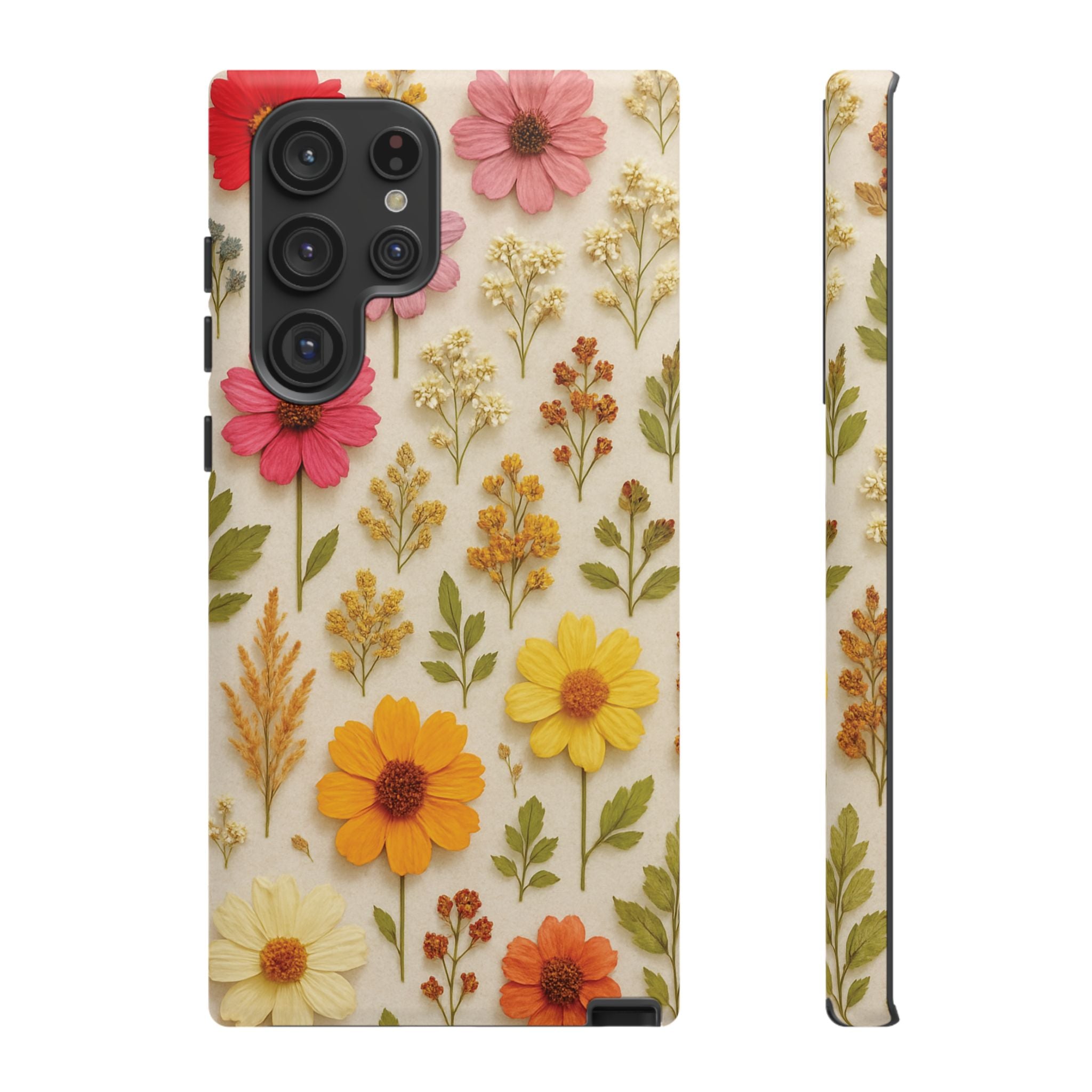 Dried Flowers Illusion Phone Case – Realistic Botanical Aesthetic, Colorful Pressed Floral Art, Trendy Nature-Inspired Protective Cover  iPhone & Samsung Models