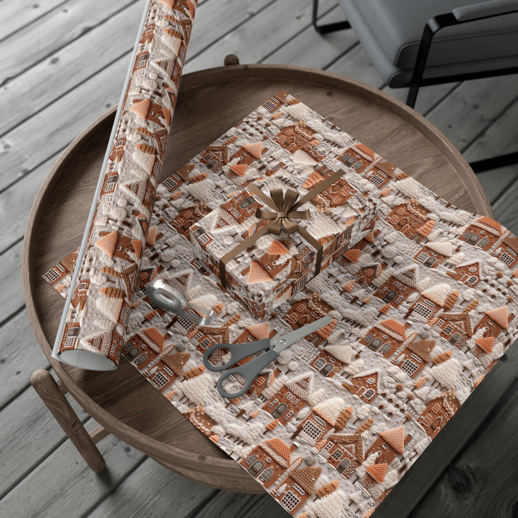 Charming Gingerbread House Wrapping Paper - Festive Holiday Design, Premium Quality, 100% Recyclable, Perfect for Christmas Gifts and Special Occasions - MRSBYVALLE