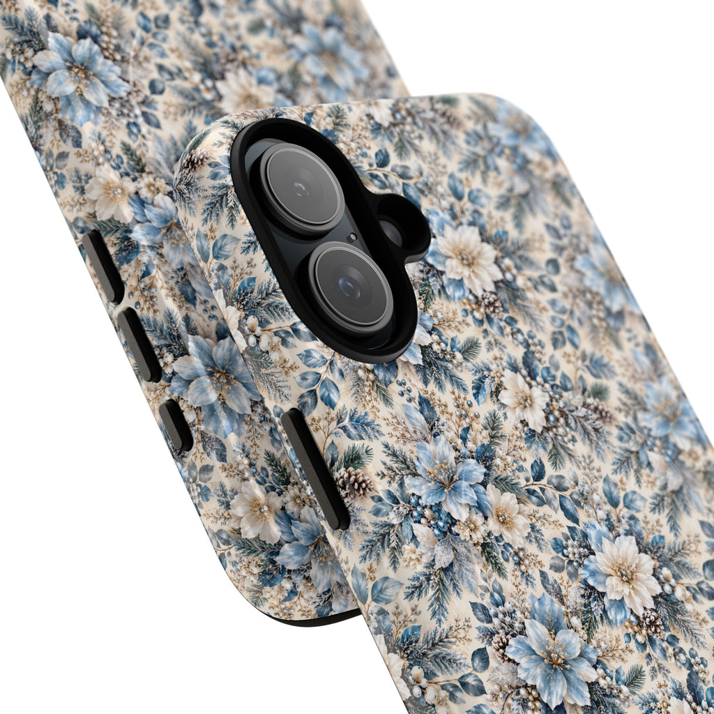 Icy Blue Floral MagSafe Tough Phone Case