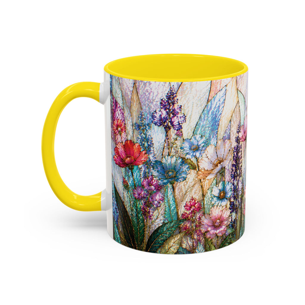 Wildflower Watercolor Coffee Mug Vibrant Wildflower Accent 11/15oz Stain Glass Illusion