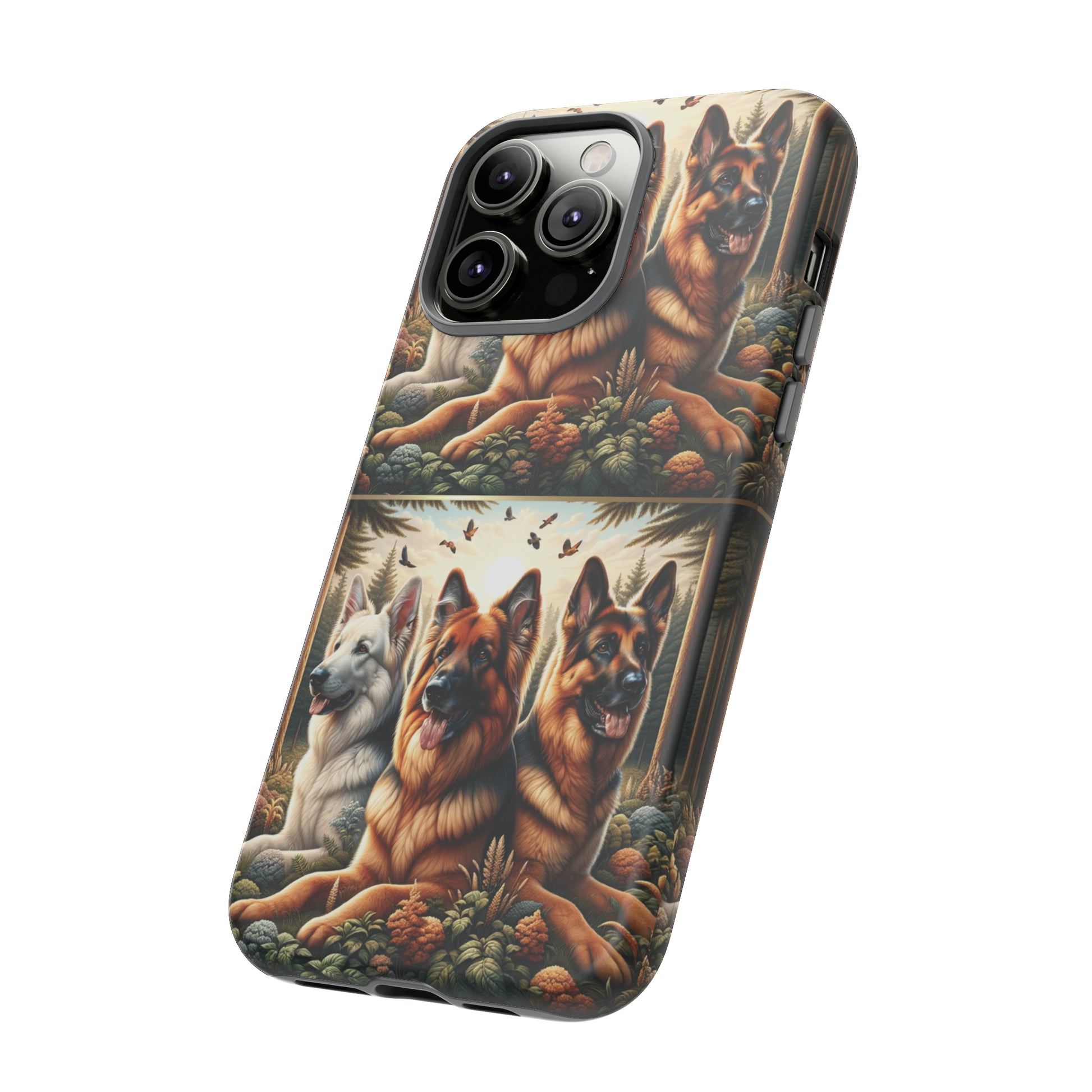 German Shepherd Phone Tough Case Floral Elegant Durable Dog Lover Devices iPhone 15, Samsung iPhone Samsung Accessory Gift for Her.