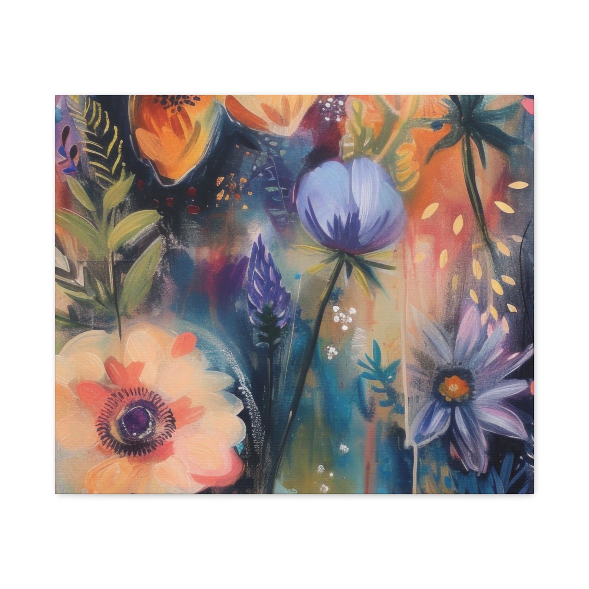Boho Floral Wall Art Matte Canvas Stretched, Vibrant Botanical Design, Perfect for Living Room, Bedroom, or Office Decor, Adds a Stylish Touch to Any Space1.25" - MRSBYVALLE