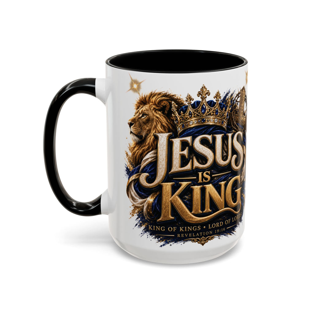 Jesus Is King Coffee Mug Christian Faith Accent Mug (11/15oz) Gift for Dad Mom