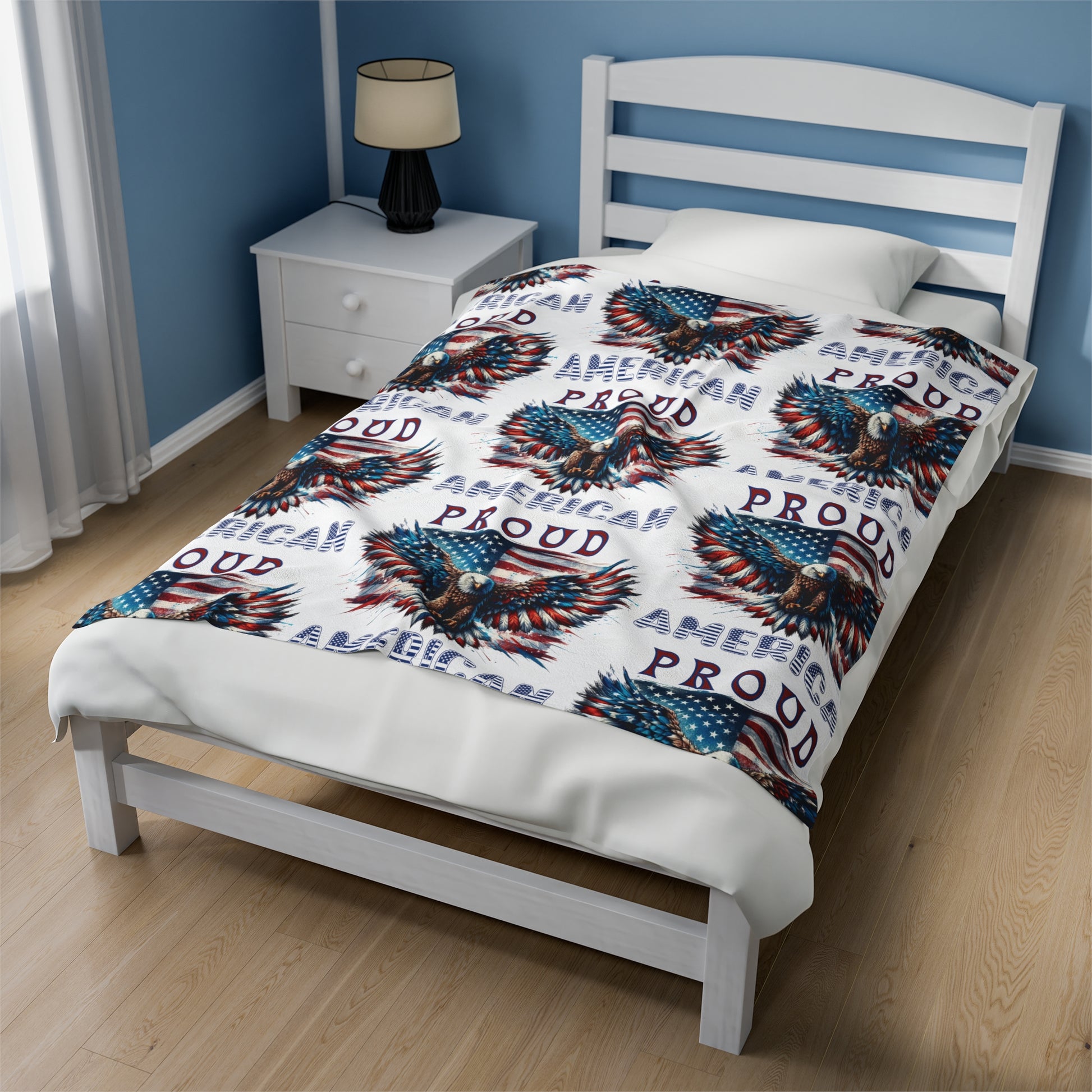 Patriotic American Flag and Eagle Velveteen Plush Blanket Cozy Up with Stunning USA Symbol! Perfect for Living Rooms, Bedrooms, and Proud Americans Housewarming, Dad's Gift for Birthday - MRSBYVALLE
