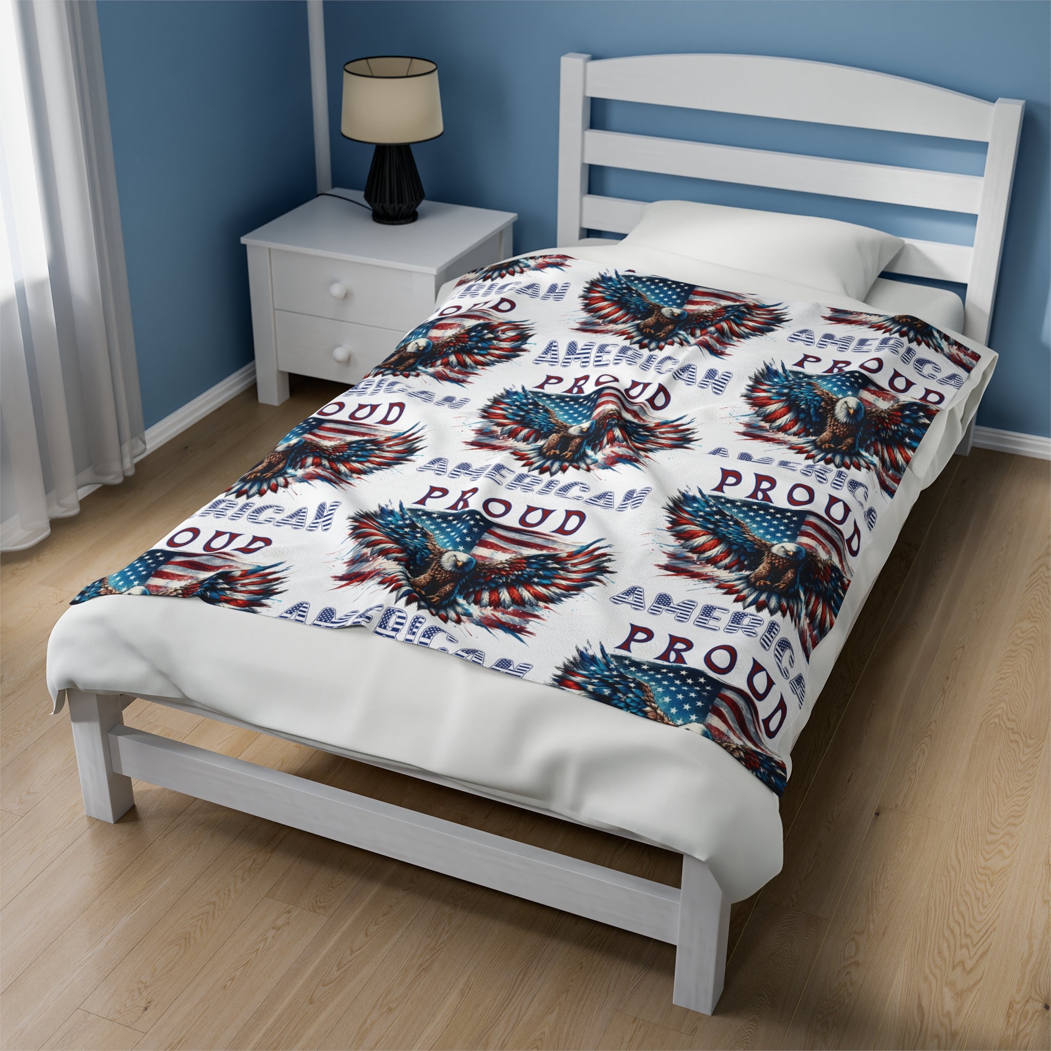 Patriotic American Flag and Eagle Velveteen Plush Blanket Cozy Up with Stunning USA Symbol! Perfect for Living Rooms, Bedrooms, and Proud Americans Housewarming, Dad's Gift for Birthday - MRSBYVALLE