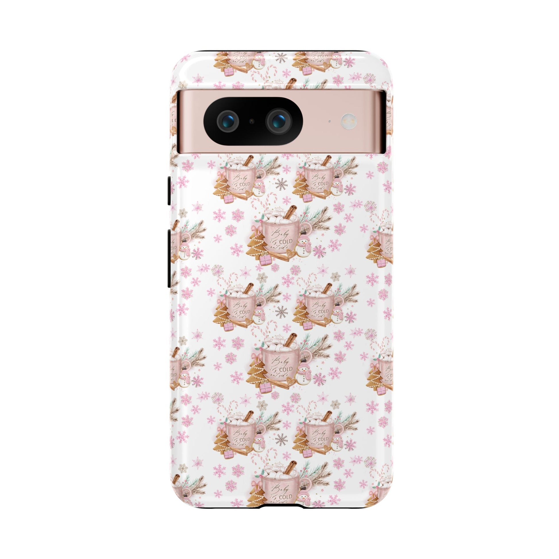 Baby it's Cold Outside Pink and White Phone Case Unique Holiday Protection for Your Device | Stylish & Durable Cover Gift for Her Phone 15, Samsung iPhone Samsung Accessory Gift for Her