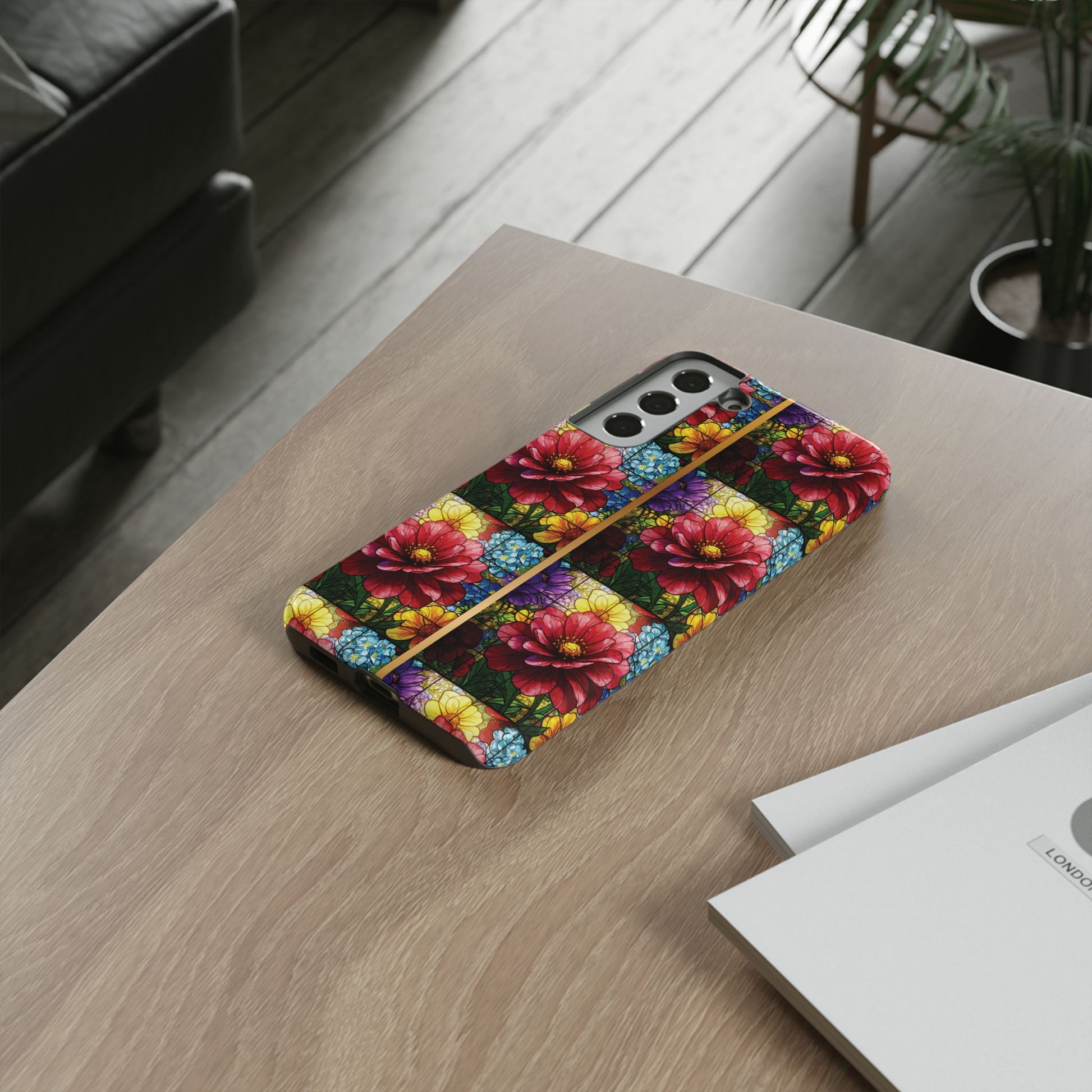 Stained Glass Illusion Floral Phone Case  3D Colorful Flower Design, Protective Christian Gift, Fits iPhone, Samsung, Google Pixel