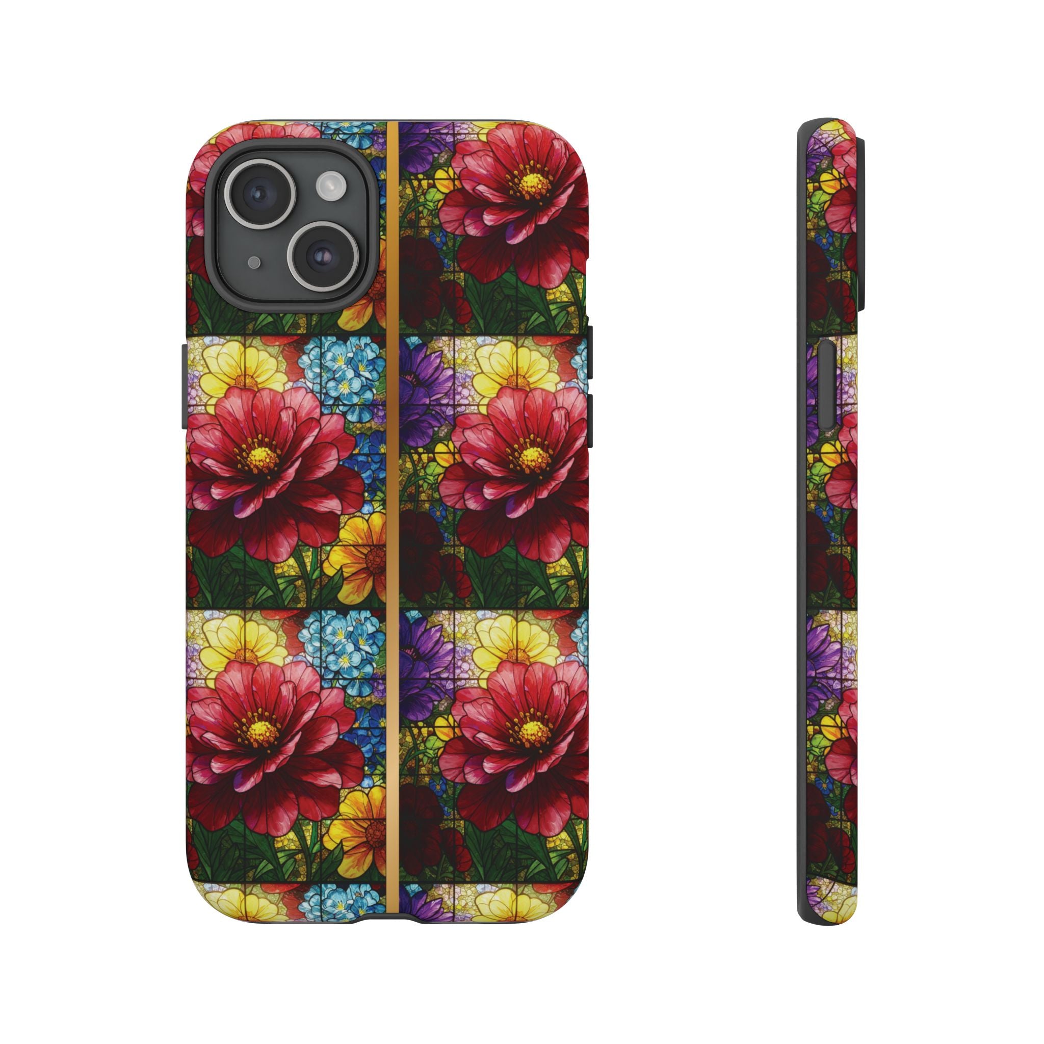 Stained Glass Illusion Floral Phone Case  3D Colorful Flower Design, Protective Christian Gift, Fits iPhone, Samsung, Google Pixel