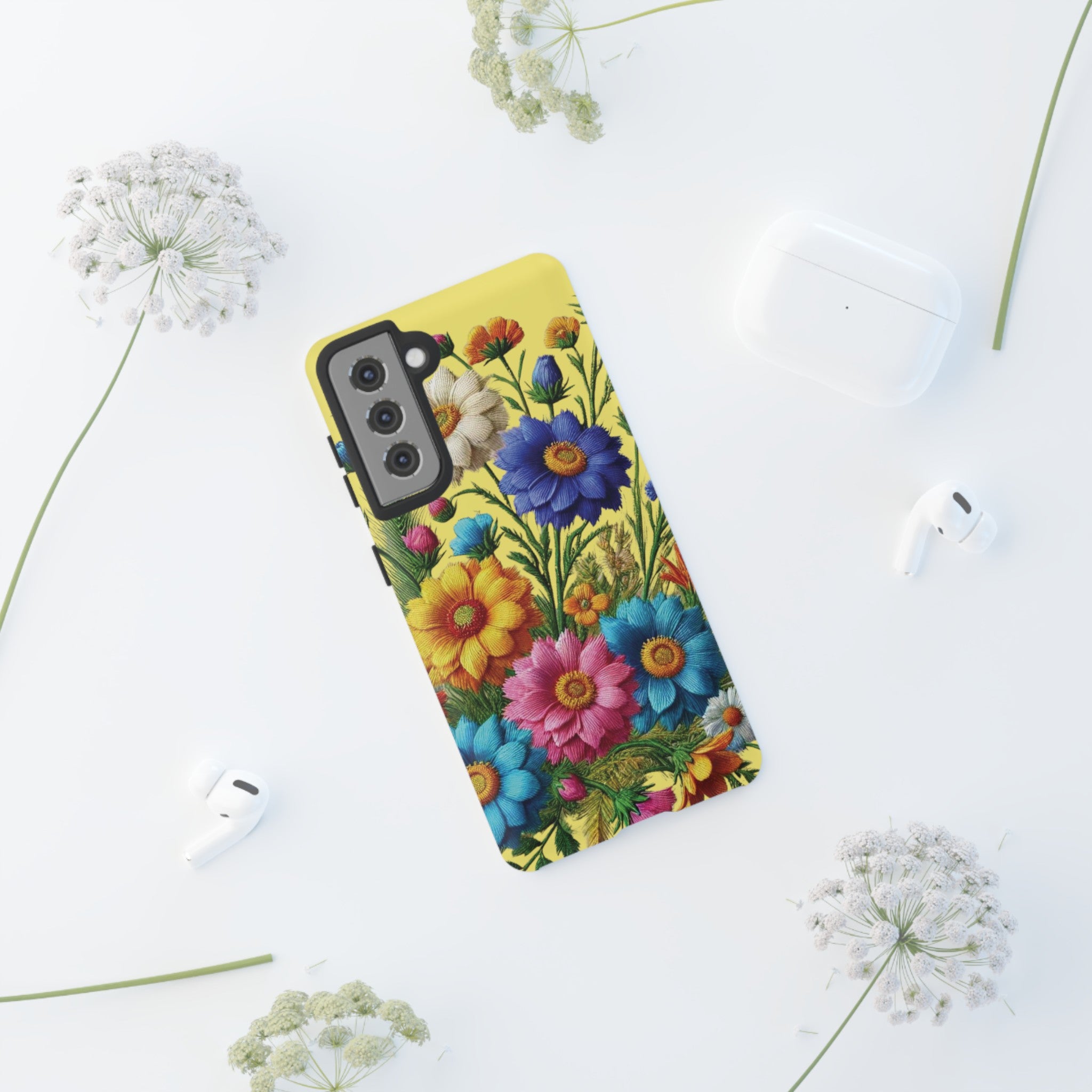 Phone Case Yellow Bright Floral Protective Phone Case Gift for Her Phone 15, Samsung iPhone Samsung  iPhone 15, Samsung iPhone Samsung Accessory Gift for Her
