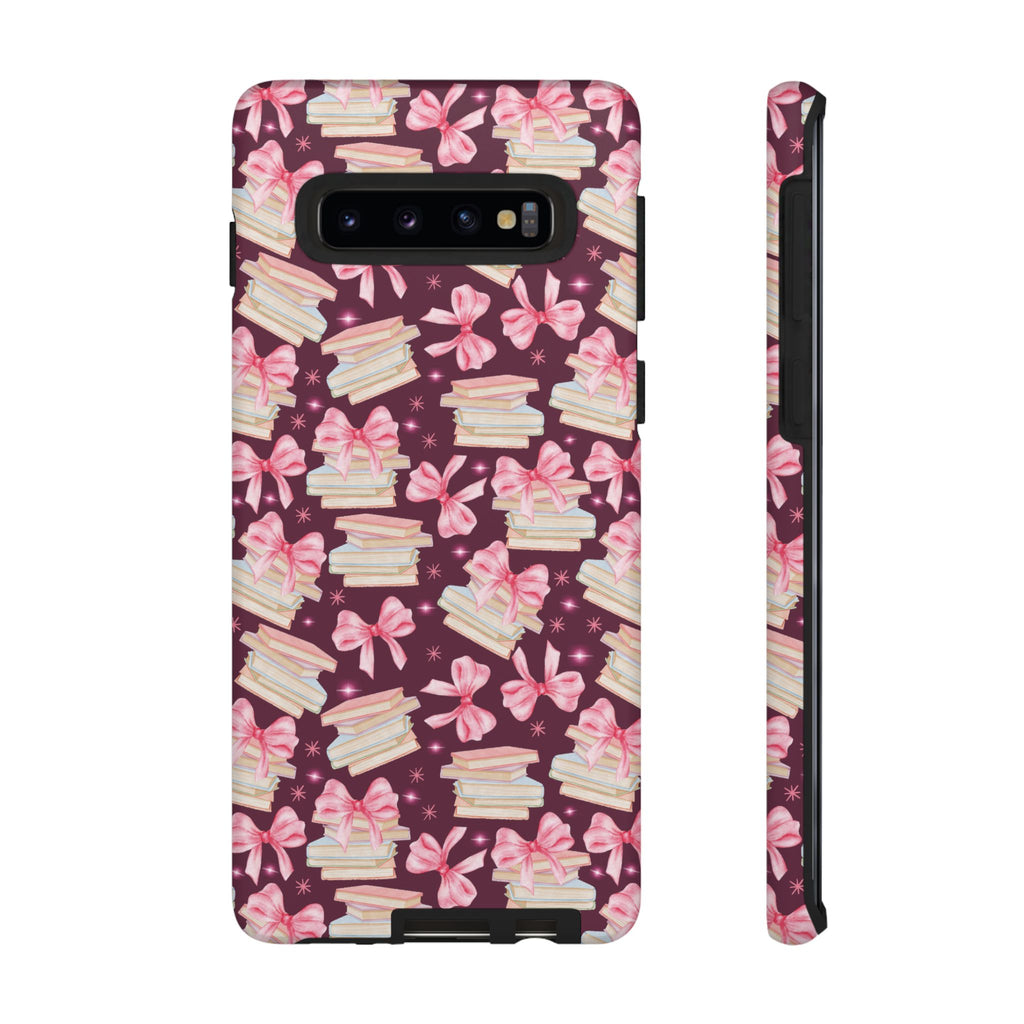 Coquette Pink Bows & Books Phone Case for iPhone 16 15 14 13 12  21 23 Samsung, and Pixel | Stylish Protective Cover Gift for Her Perfect for Floral Lover