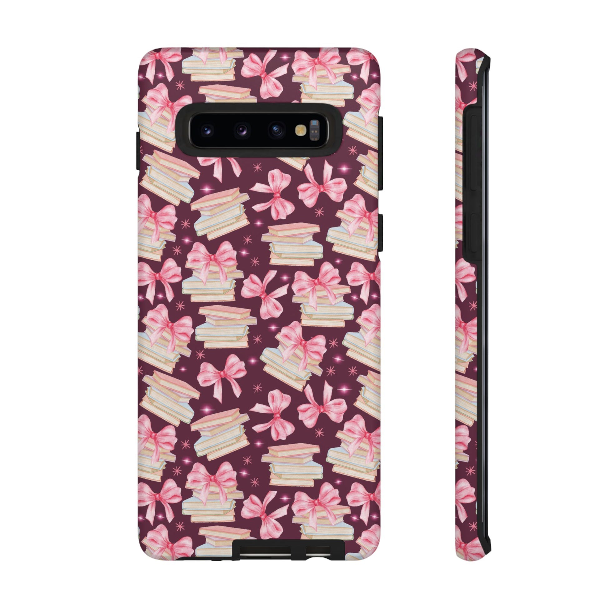 Coquette Pink Bows & Books Phone Case for iPhone 16 15 14 13 12  21 23 Samsung, and Pixel | Stylish Protective Cover Gift for Her Perfect for Floral Lover