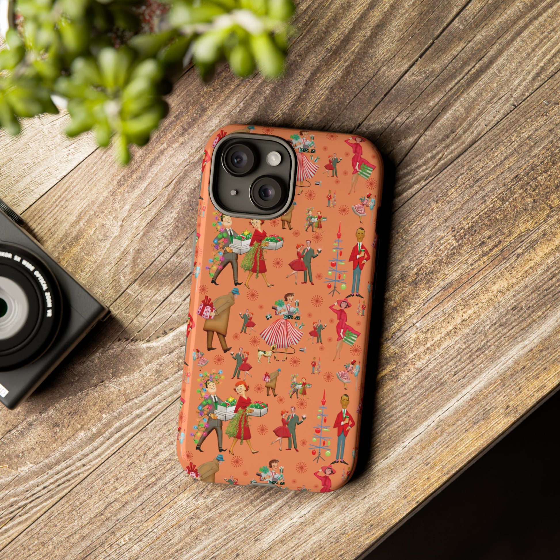 Retro Christmas 50s Phone Case Unique Holiday Protection for Your Device | Stylish & Durable Cover Gift for Her Phone 17, 16, 15, Samsung iPhone Accessory Gift for Her