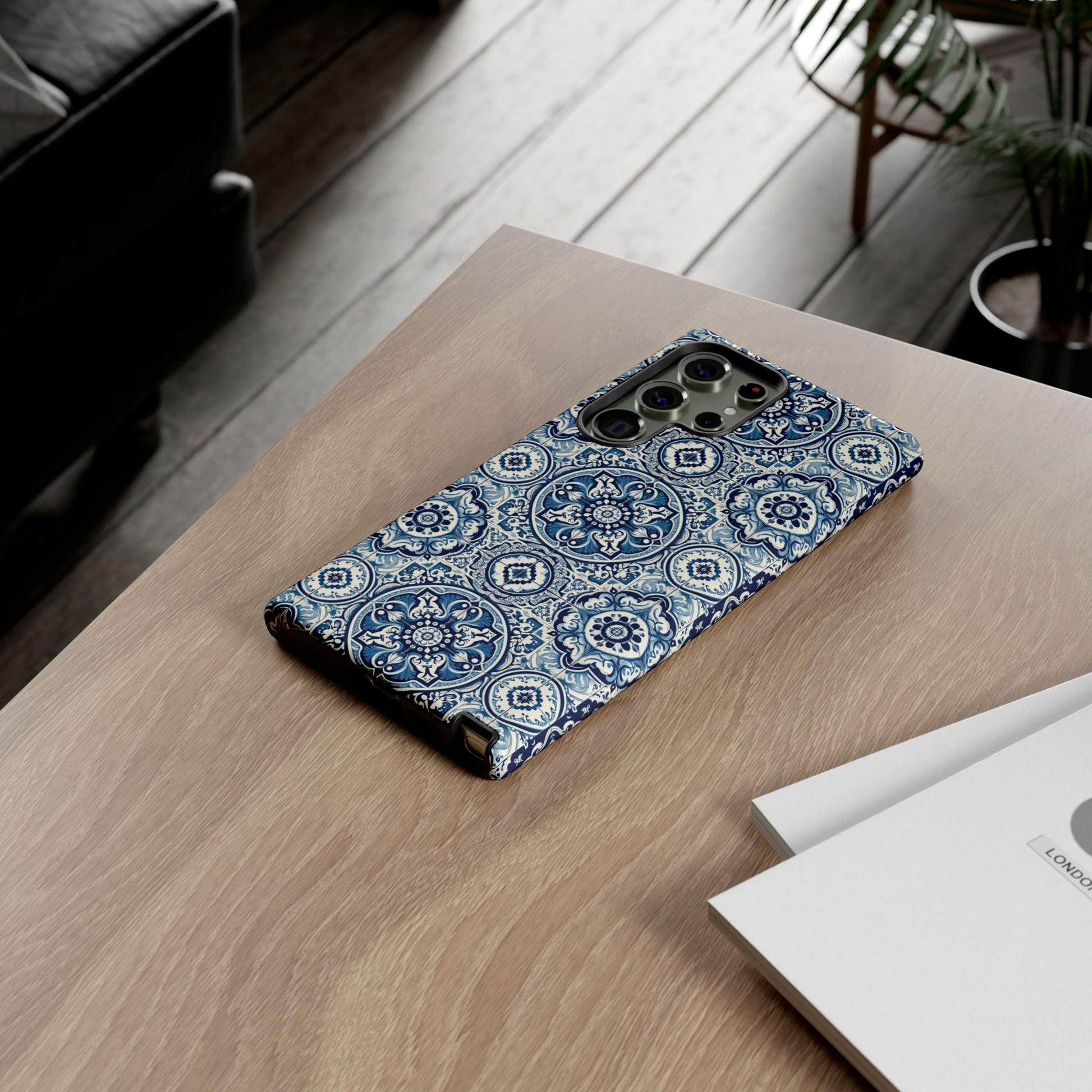 Azulejo Tile Phone Case Elegant Mediterranean Blue Porcelain Design iPhone 17, 16, 15, Samsung iPhone Samsung Accessory Gift for Her