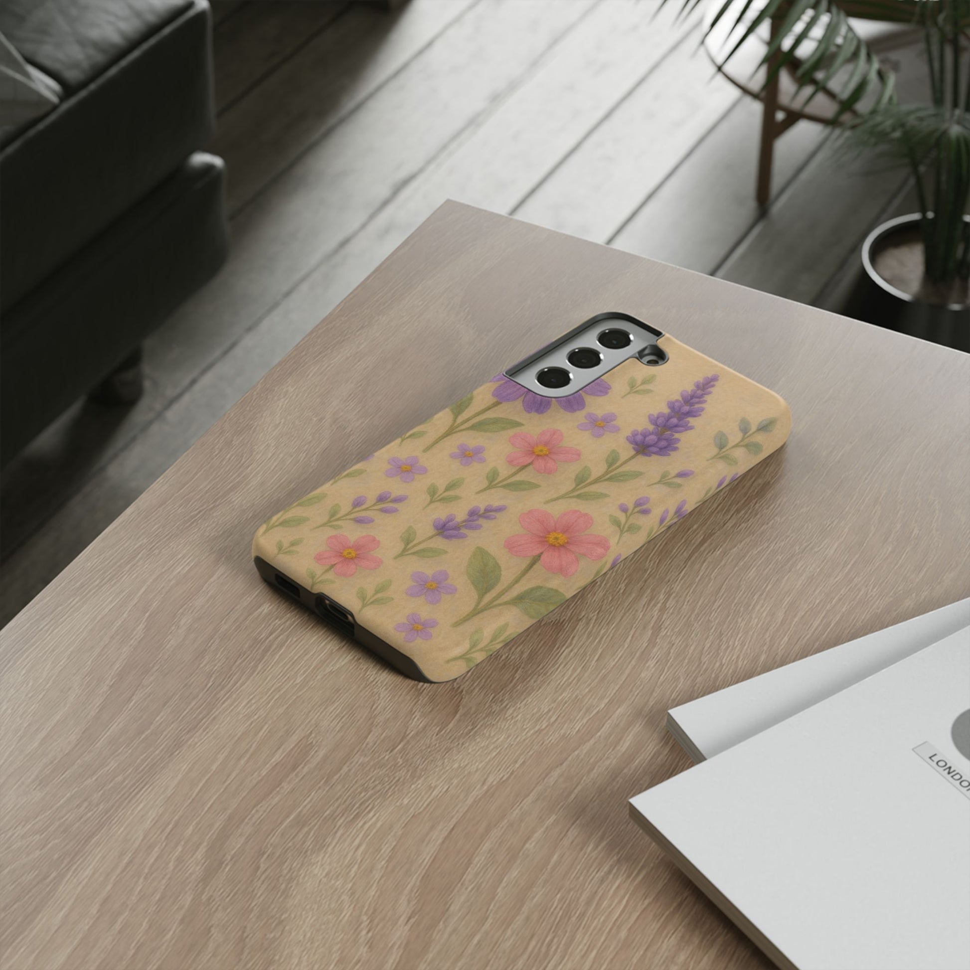 3D Illusion Wildflower Phone Case Cute Pastel Floral Design in Lavender, Pink, Mint Green – Aesthetic Protective Case for iPhone and  Android