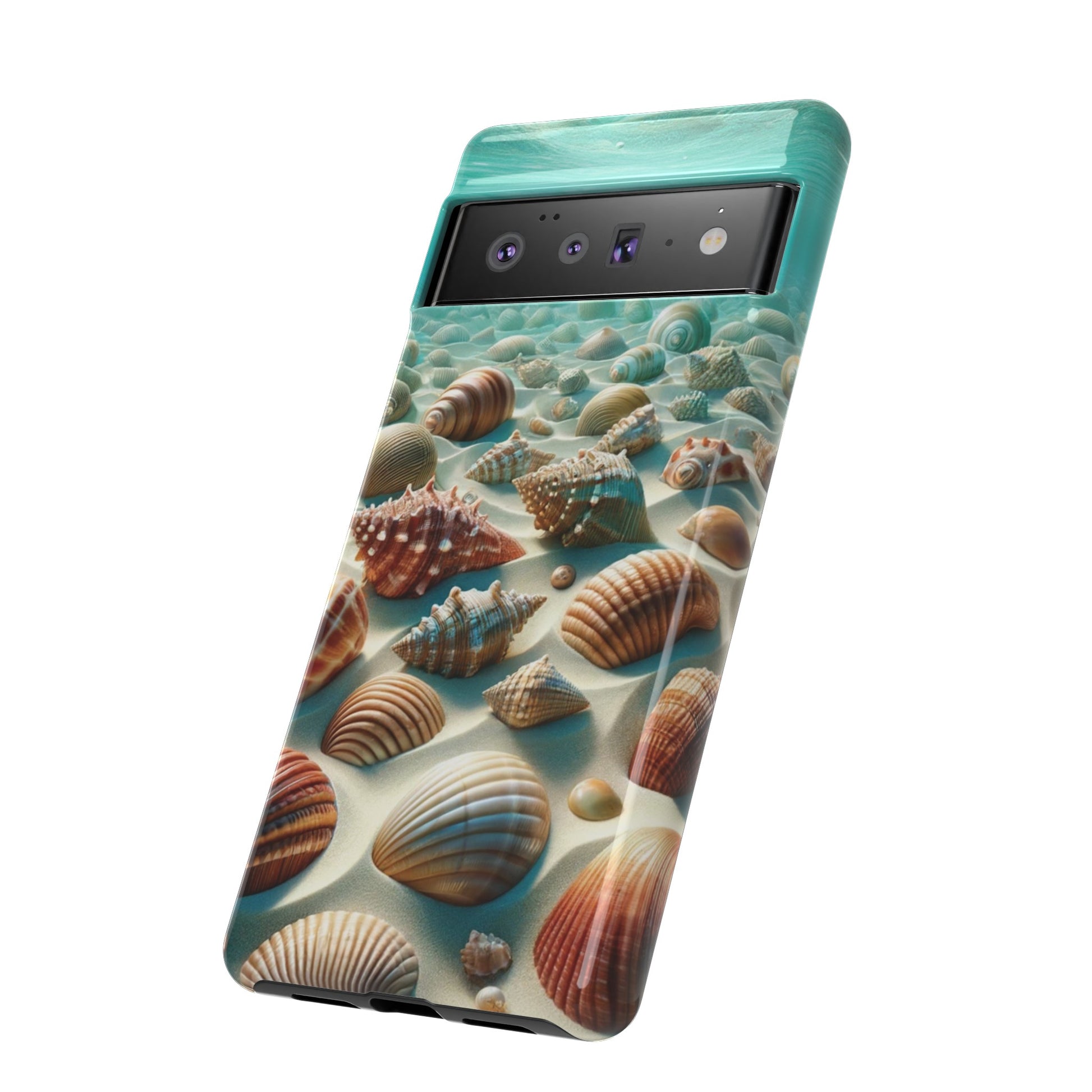 Plush Ocean Bliss Turquoise Seashell Ocean Beach View Protective Phone Case Gift for Her Phone 15, Samsung iPhone Samsung Gift for Her Case iPhone 15, Samsung iPhone Samsung Accessory Gift for Her.