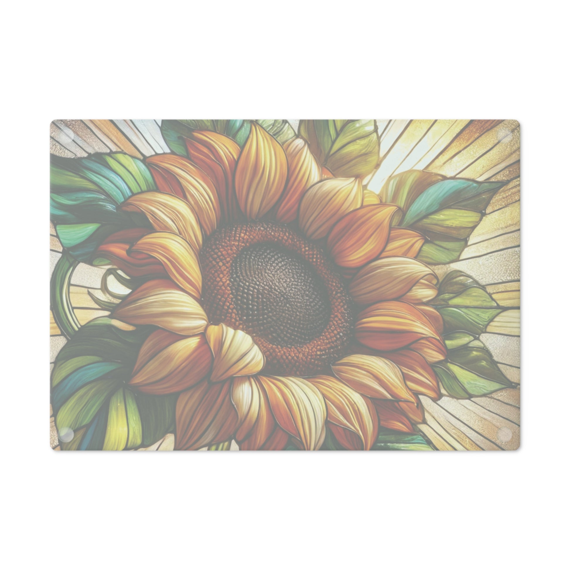 Elegant Sunflower-Stained Glass Cutting Board Floral Charcuterie Kitchen Decor, Useful Gifts for Her Perfect for Cooking, Serving, and Entertaining - MRSBYVALLE