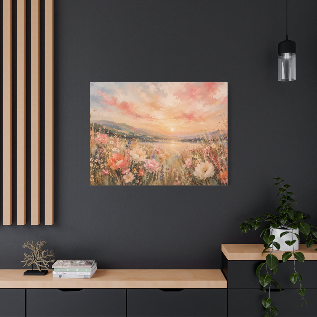 Where Heaven Meets the Meadow Luxury Wildflower Landscape Canvas Wall Art Large Modern Floral Meadow Painting for Living Room  Bedroom Decor