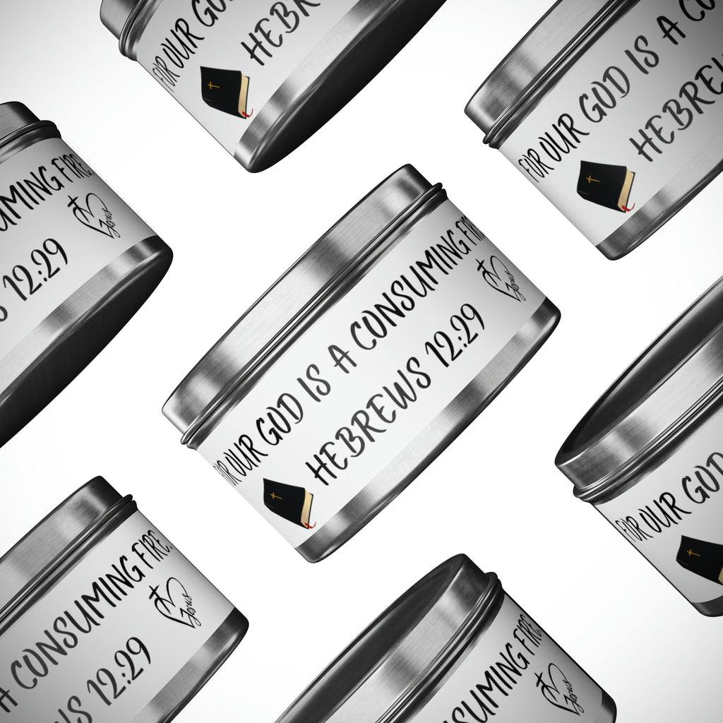 New House Sacred Light Divine Verse Tin Candles Embrace Peace with 4oz/8oz Coconut Soy Wax, Hand-Poured in USA. Lead-Free Wick, 20-40hr Burn. Evergreen, Vanilla, More. Spiritual Ambiance Awaits. Grace.