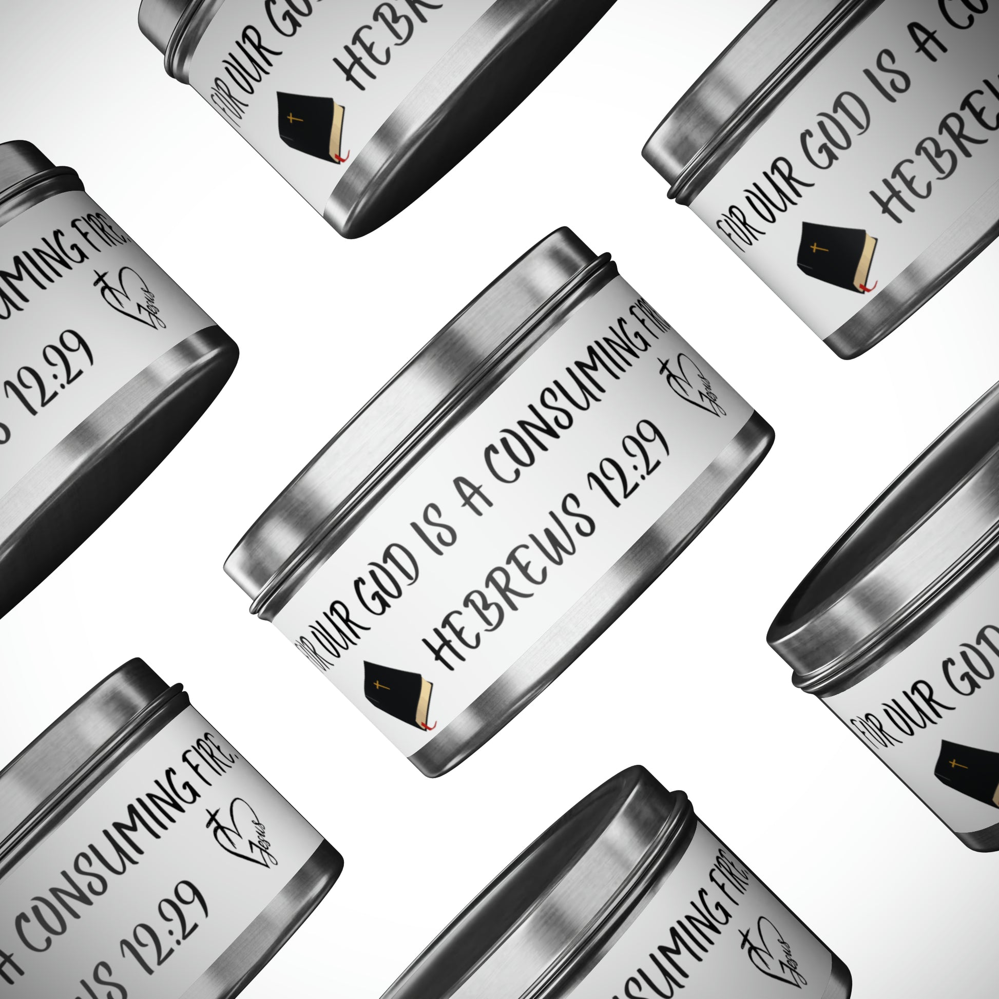 New House Sacred Light Divine Verse Tin Candles Embrace Peace with 4oz/8oz Coconut Soy Wax, Hand-Poured in USA. Lead-Free Wick, 20-40hr Burn. Evergreen, Vanilla, More. Spiritual Ambiance Awaits. Grace.