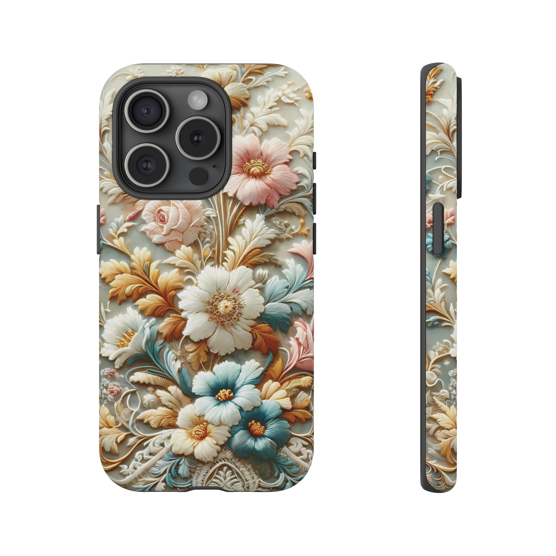 3D Elegant Faux Flowers Phone Case Stylish & Durable for iPhone Samsung Gift iPhone 15, 14, 13 Samsung Pixel Gift for Mom Accessory Gift for Her