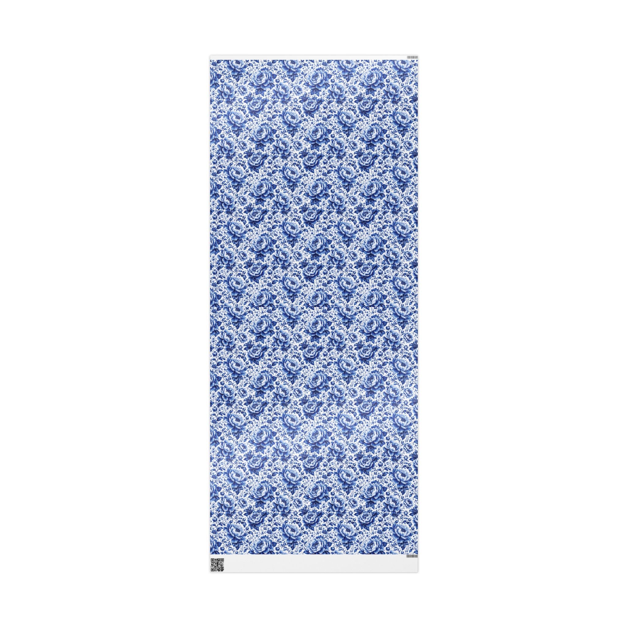 Blue & White Chinoiserie Peony Floral Luxury Gift Wrapping Paper Elegant Gift Wrap for Weddings & Holidays