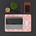 Art Deco Pink & Gold Fan Desk Mat — Glam Desktop Mouse Pad