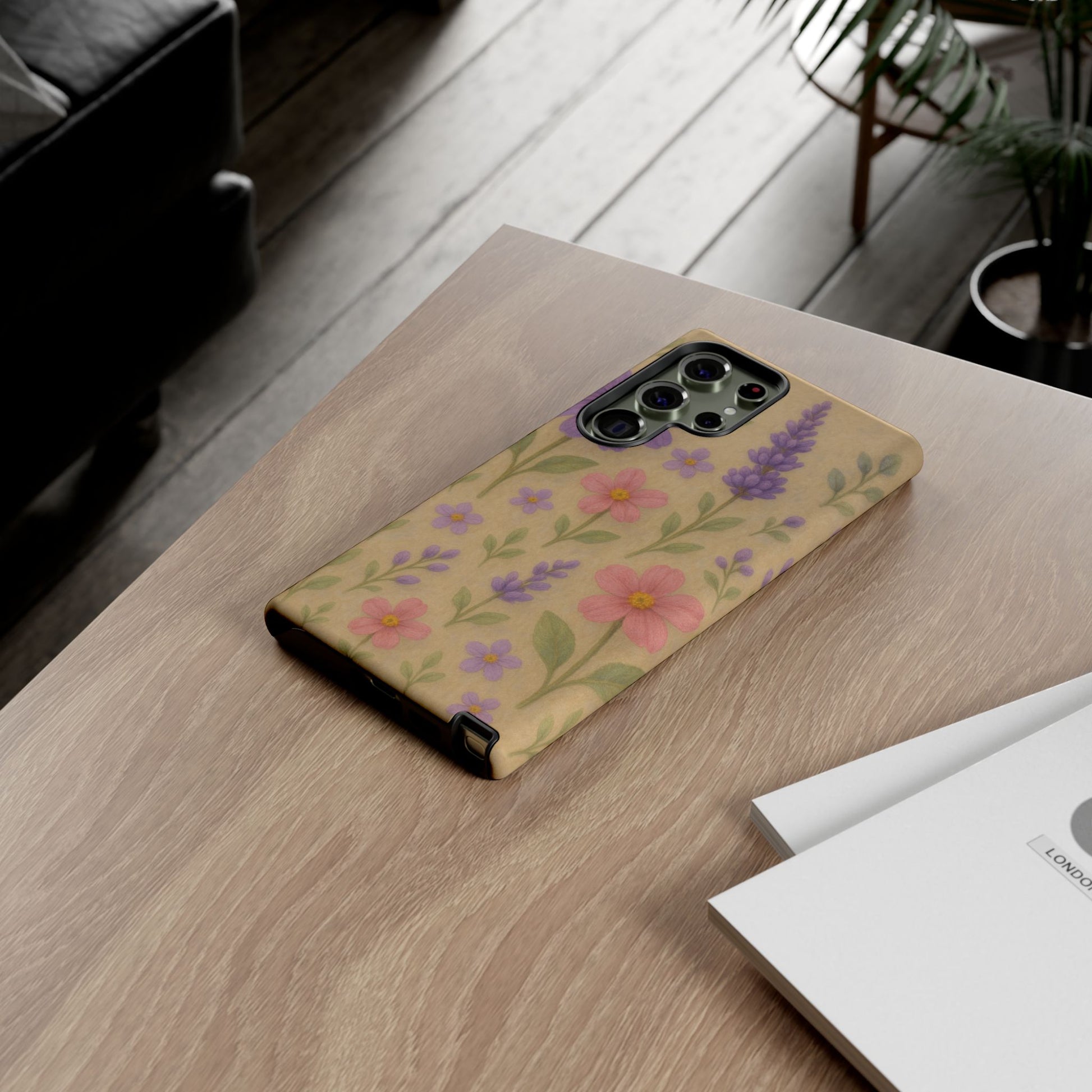 3D Illusion Wildflower Phone Case Cute Pastel Floral Design in Lavender, Pink, Mint Green – Aesthetic Protective Case for iPhone and  Android