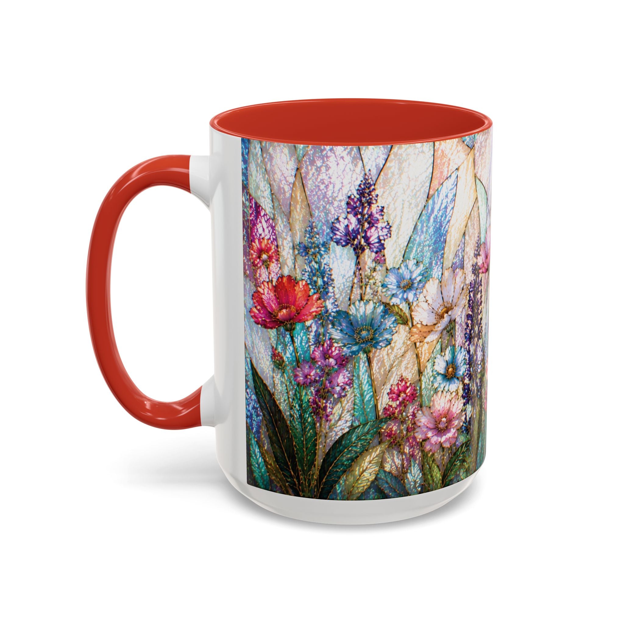Wildflower Watercolor Coffee Mug Vibrant Wildflower Accent 11/15oz Stain Glass Illusion