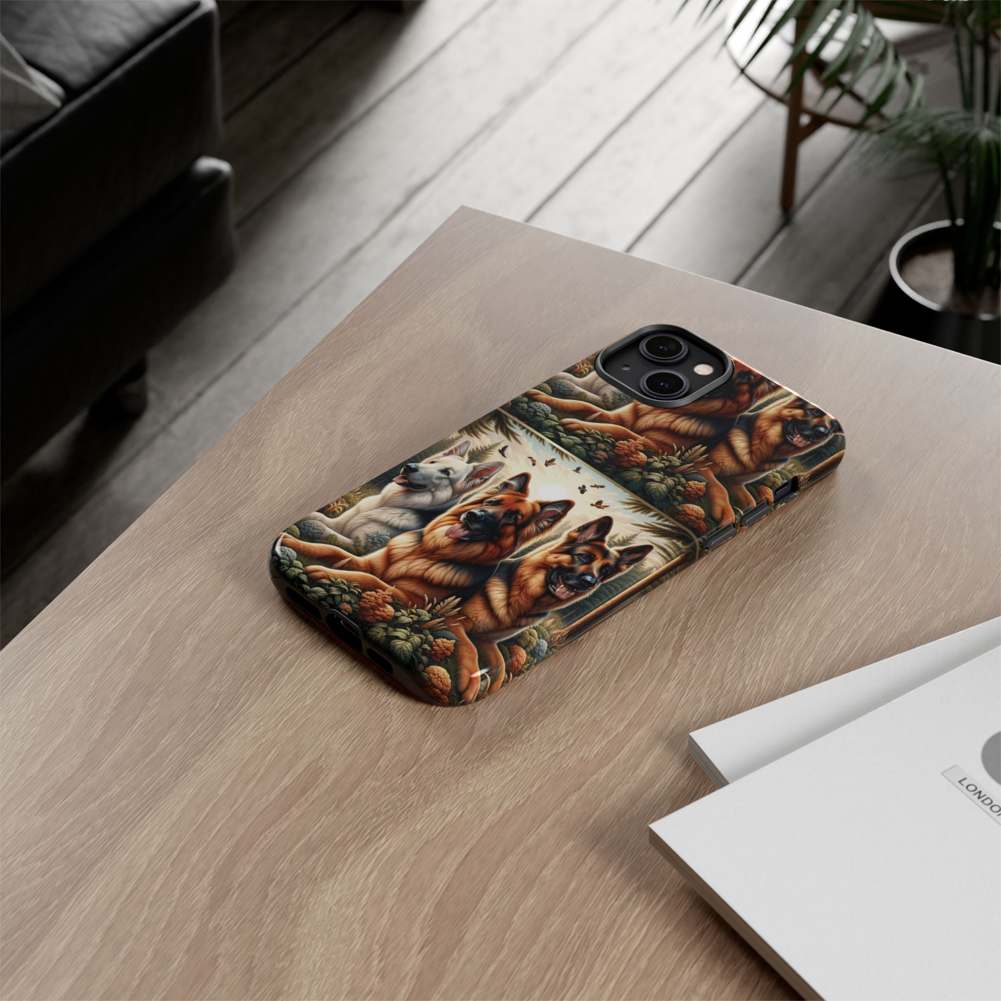 German Shepherd Phone Tough Case Floral Elegant Durable Dog Lover Devices iPhone 15, Samsung iPhone Samsung Accessory Gift for Her