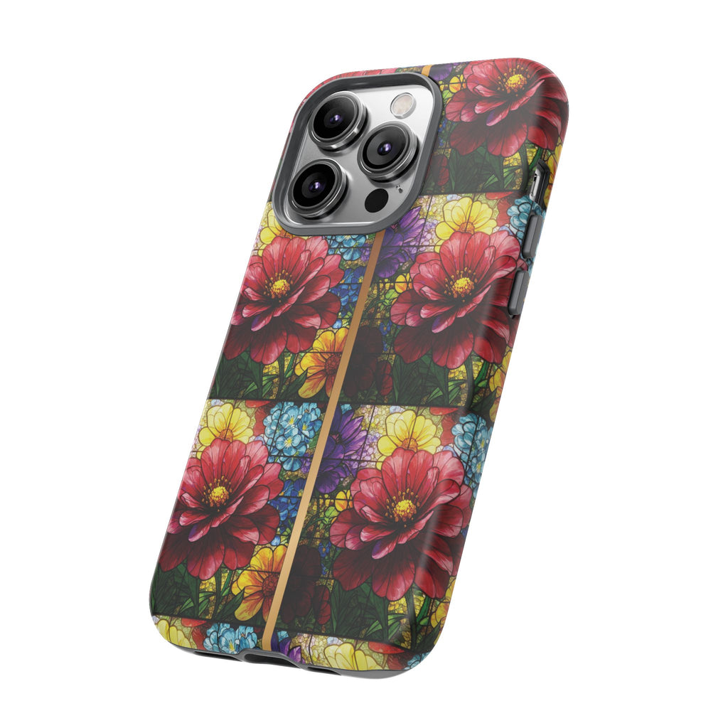 Stained Glass Illusion Floral Phone Case  3D Colorful Flower Design, Protective Christian Gift, Fits iPhone, Samsung, Google Pixel