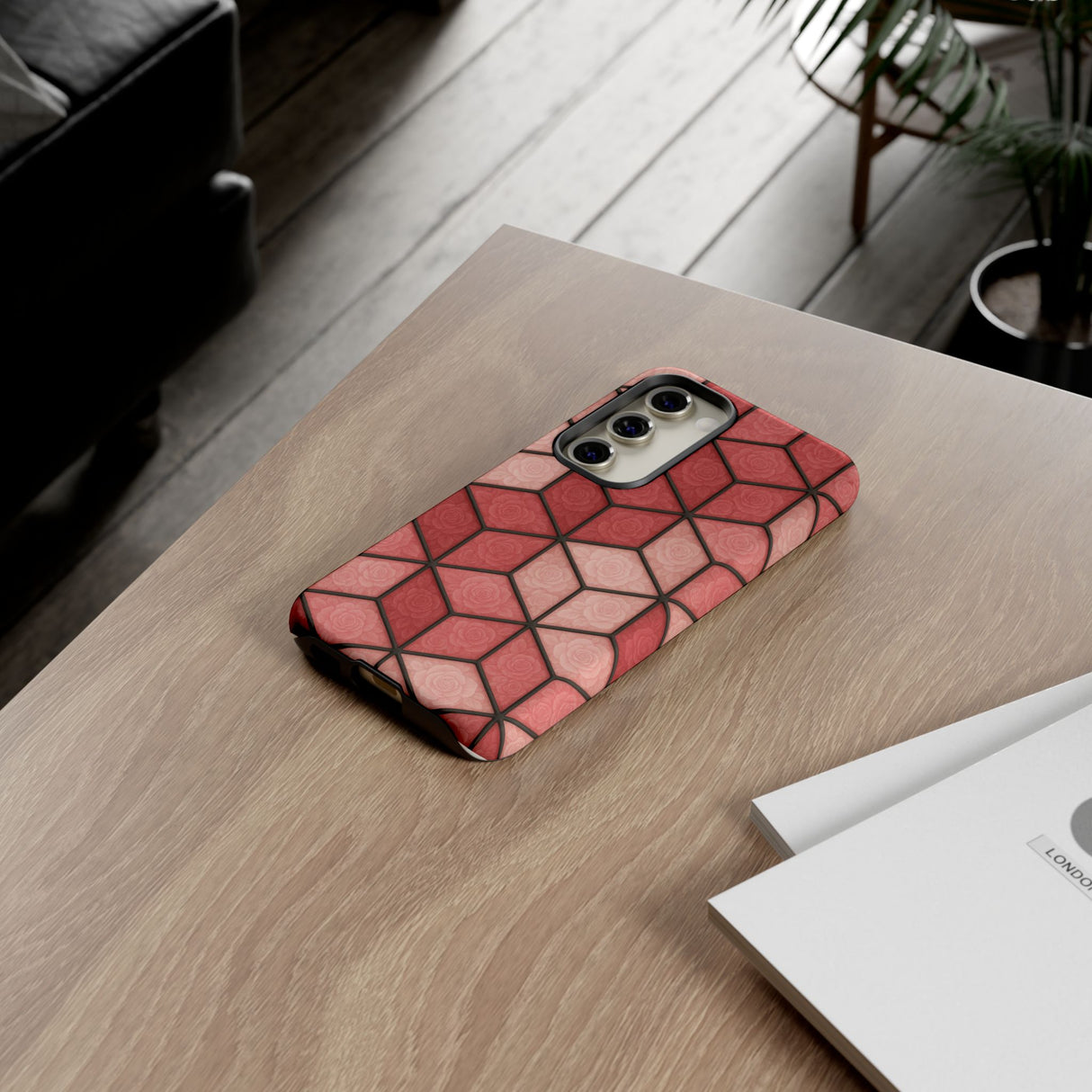 Geometric Stained Glass Illusion Phone Case Colorful Abstract Art, Aesthetic Protective Cover for iPhone, Samsung & Google, Unique Gift Idea Mom