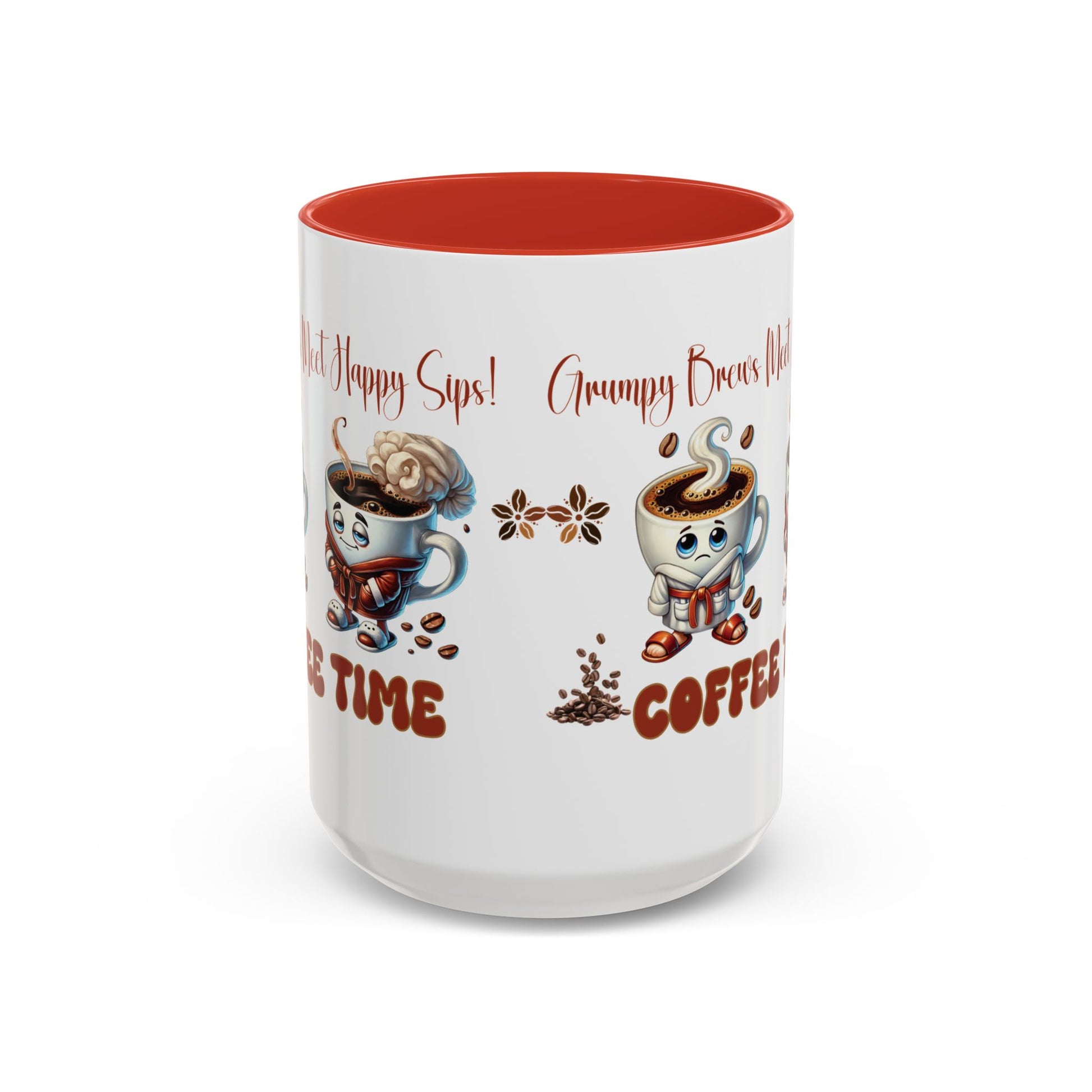 Grumpy Brews Meet Happy Sips Ceramic Mug - Funny Coffee Cup, Cute Tea Mug, Sarcastic Drinkware, Unique Gift, Kitchen Decor Accent Coffee Mug (11, 15oz) - MRSBYVALLE