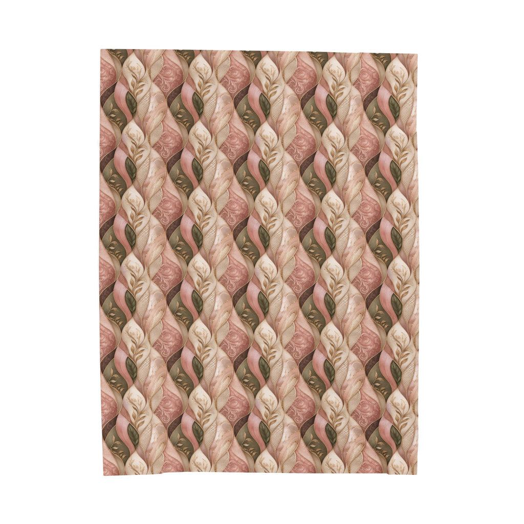 Velveteen Plush Blanket — Cozy Braided Leaf Pattern Throw (Soft Floral Earth Tones)
