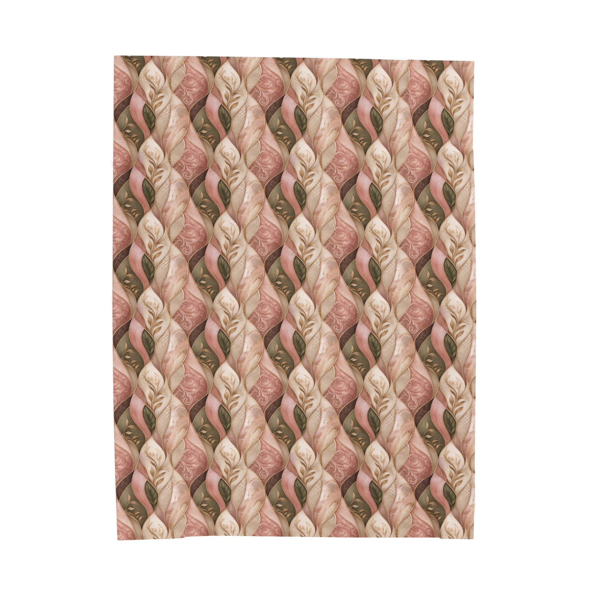 Velveteen Plush Blanket — Cozy Braided Leaf Pattern Throw (Soft Floral Earth Tones)