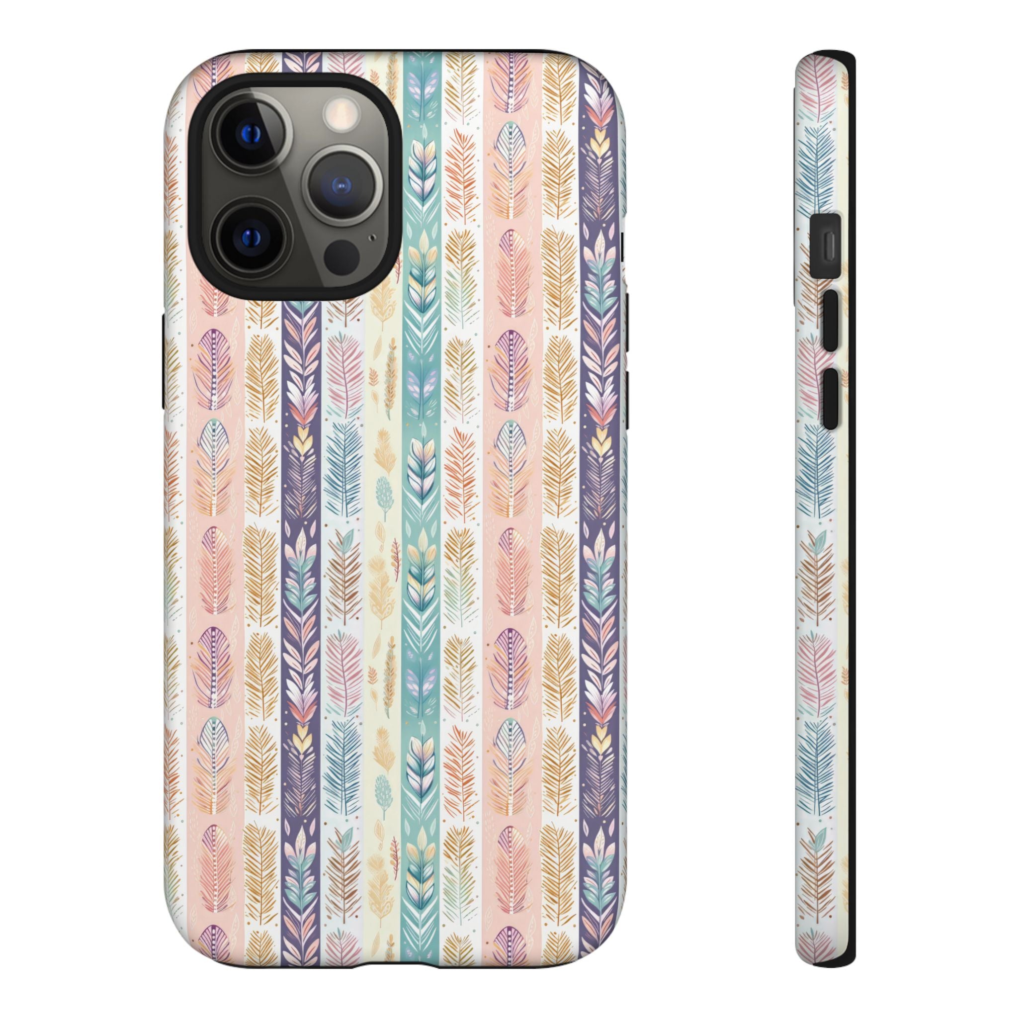 Boho Pastel Feathers Modern Watercolor Abstract Phone Case Compatible with iPhone, Samsung & More - Stylish, Durable Protection with Vibrant Artistic Design Perfect Gift for Her