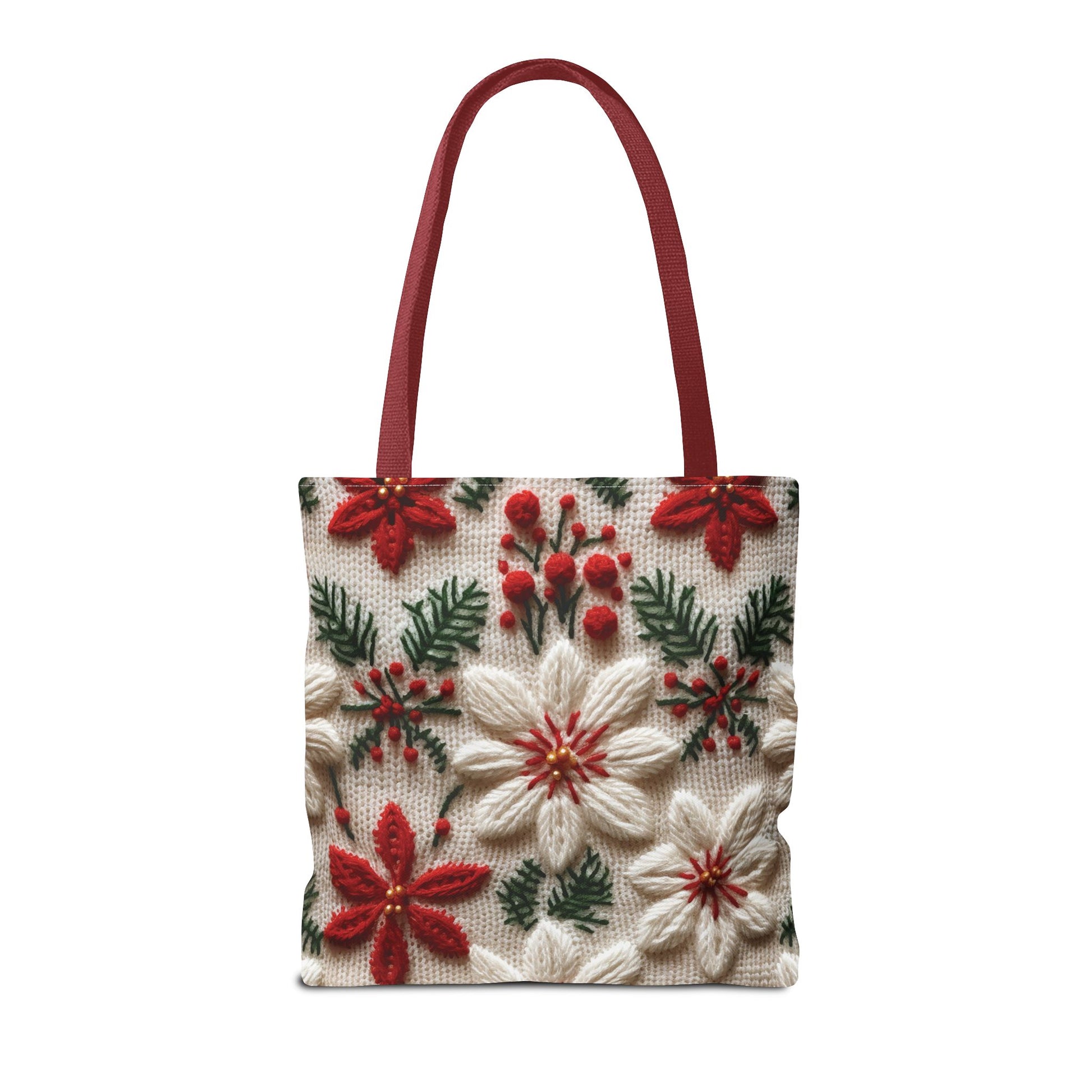 Festive Poinsettia Christmas Tote Stylish Holiday Bag for Shopping, Gifts, and Everyday Use - Durable, Reusable, and Perfect for Spreading Cheer This Holiday Season - MRSBYVALLE