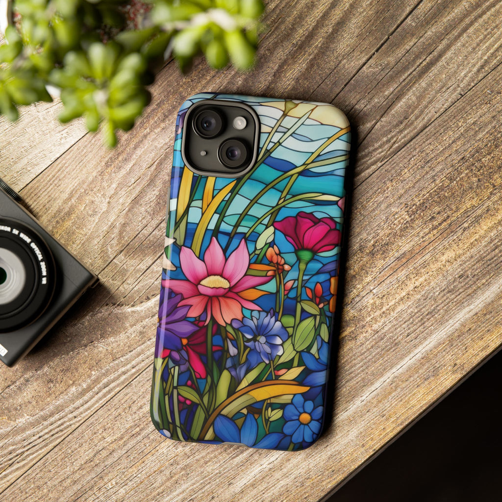 Wildflowers Stain Glass Illusion Phone Case Unique Holiday Protection for Your Device | Stylish & Durable Cover Gift for Her Phone 15, Samsung iPhone Samsung Accessory Gift for Her