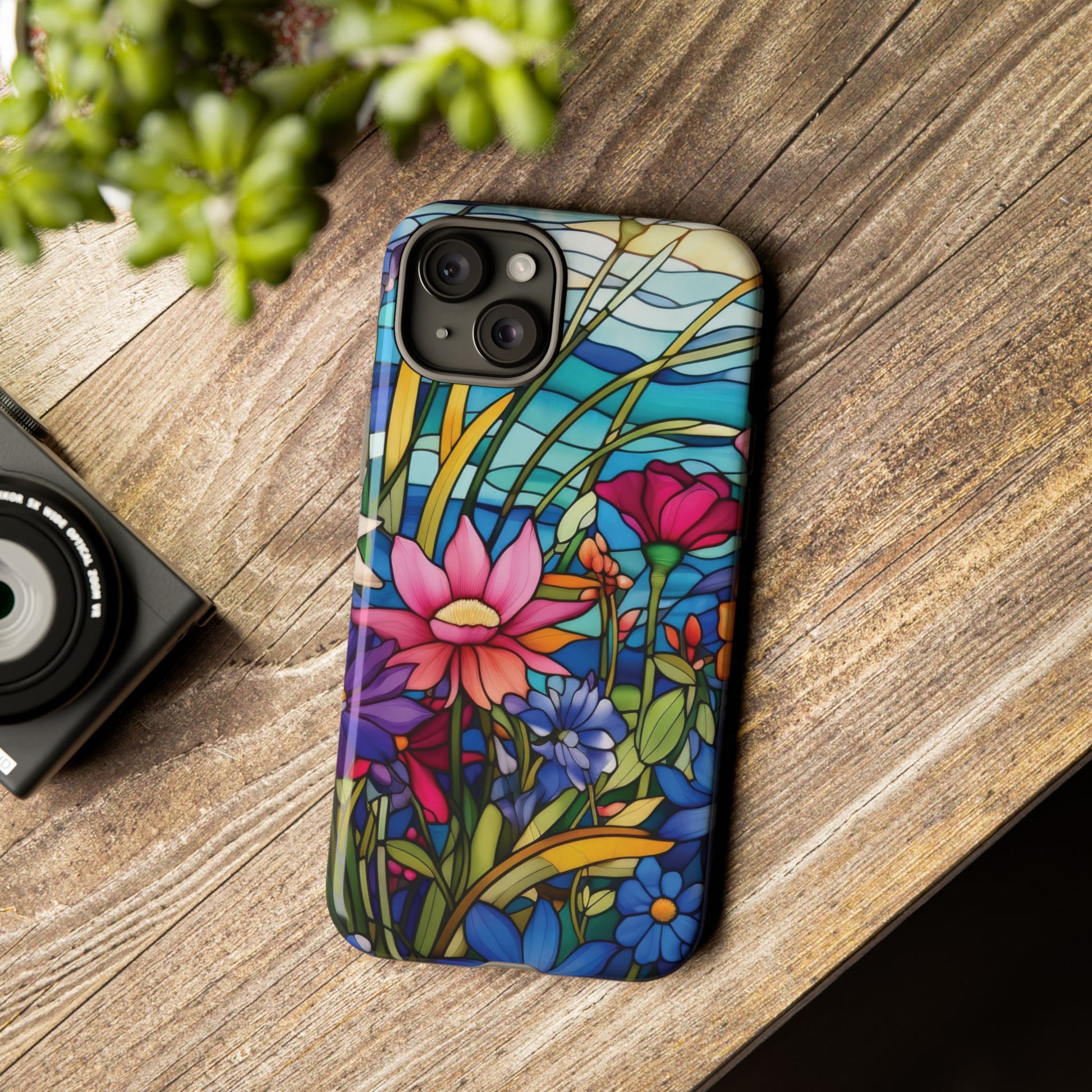 Wildflowers Stain Glass Illusion Phone Case Unique Holiday Protection for Your Device | Stylish & Durable Cover Gift for Her Phone 15, Samsung iPhone Samsung Accessory Gift for Her