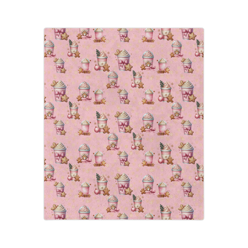 Cozy Christmas Pink Gingerbread People with Coffee Minky Blanket Soft, Festive, and Perfect for Holiday Snuggles and Gifting Housewarming Gift Throw - MRSBYVALLE