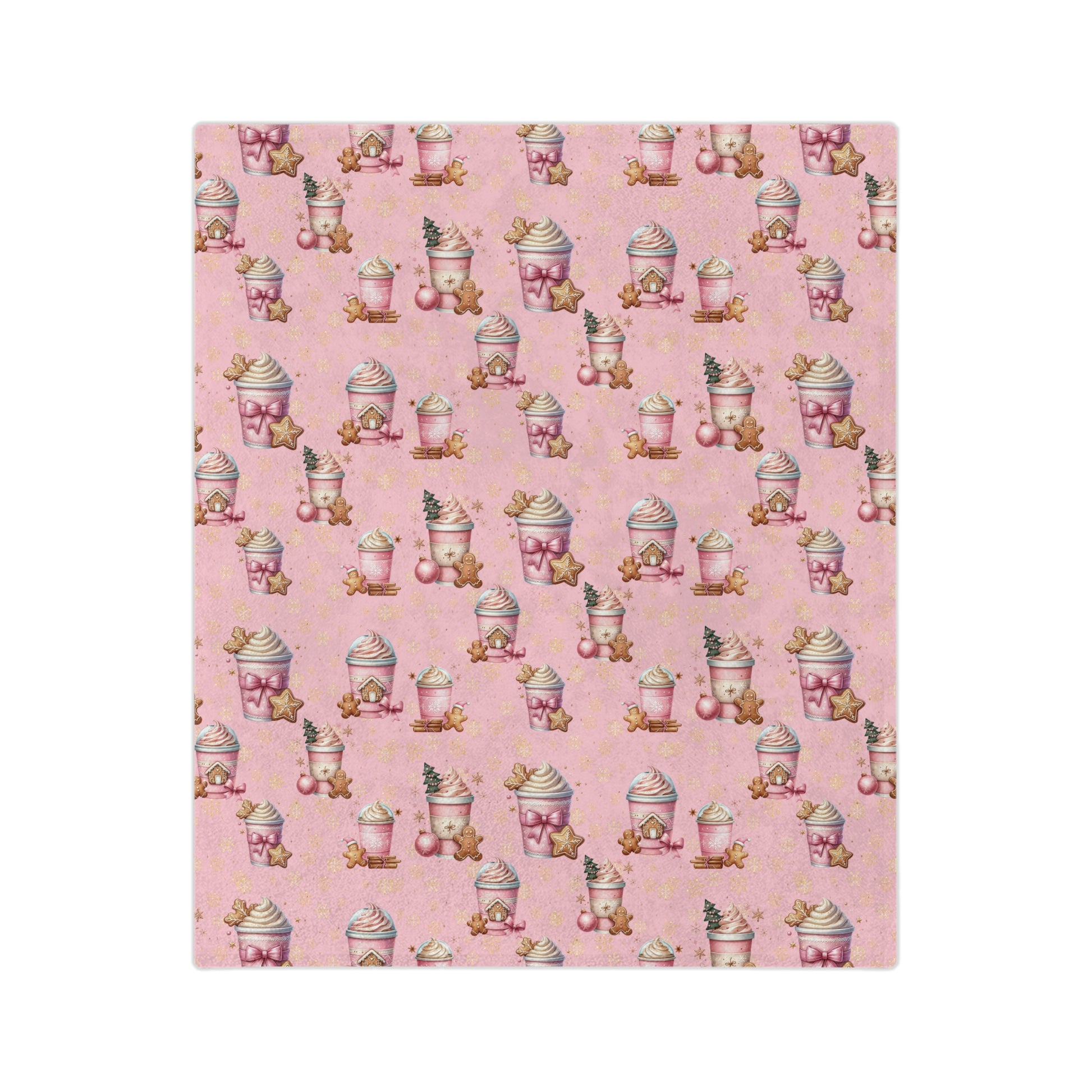 Cozy Christmas Pink Gingerbread People with Coffee Minky Blanket Soft, Festive, and Perfect for Holiday Snuggles and Gifting Housewarming Gift Throw - MRSBYVALLE