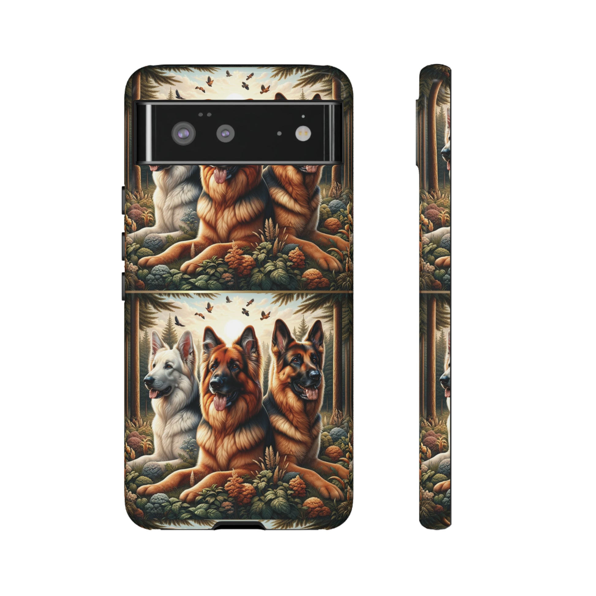 German Shepherd Phone Tough Case Floral Elegant Durable Dog Lover Devices iPhone 15, Samsung iPhone Samsung Accessory Gift for Her.