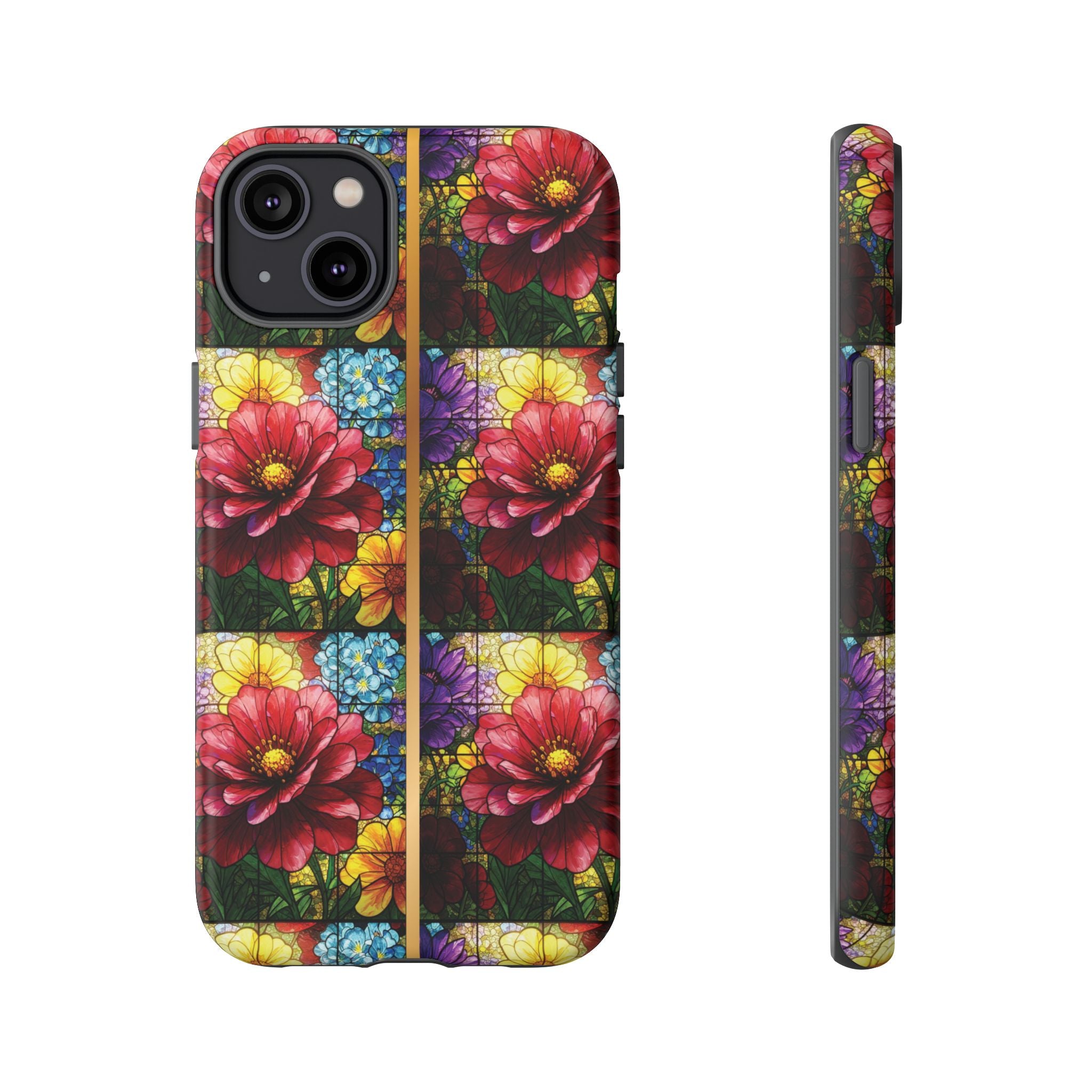 Stained Glass Illusion Floral Phone Case  3D Colorful Flower Design, Protective Christian Gift, Fits iPhone, Samsung, Google Pixel