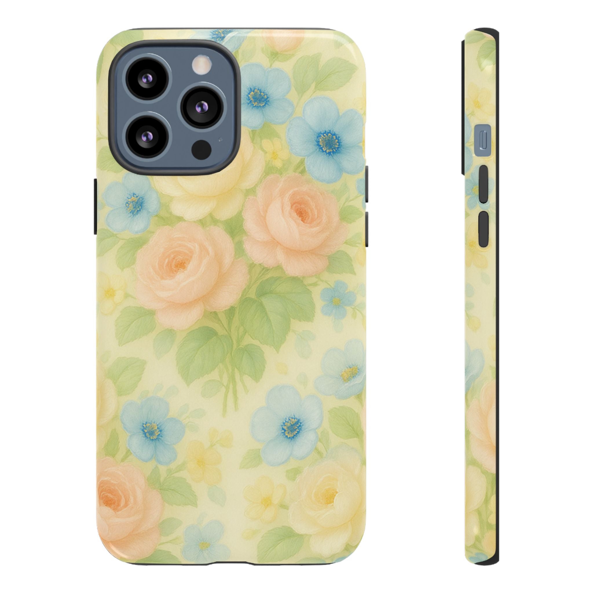 Pastel Yellow Vintage Floral Phone Case  Romantic Cottagecore Aesthetic, Soft Botanical Design, Protective Gift for Her, Fits iPhone & Samsung Models