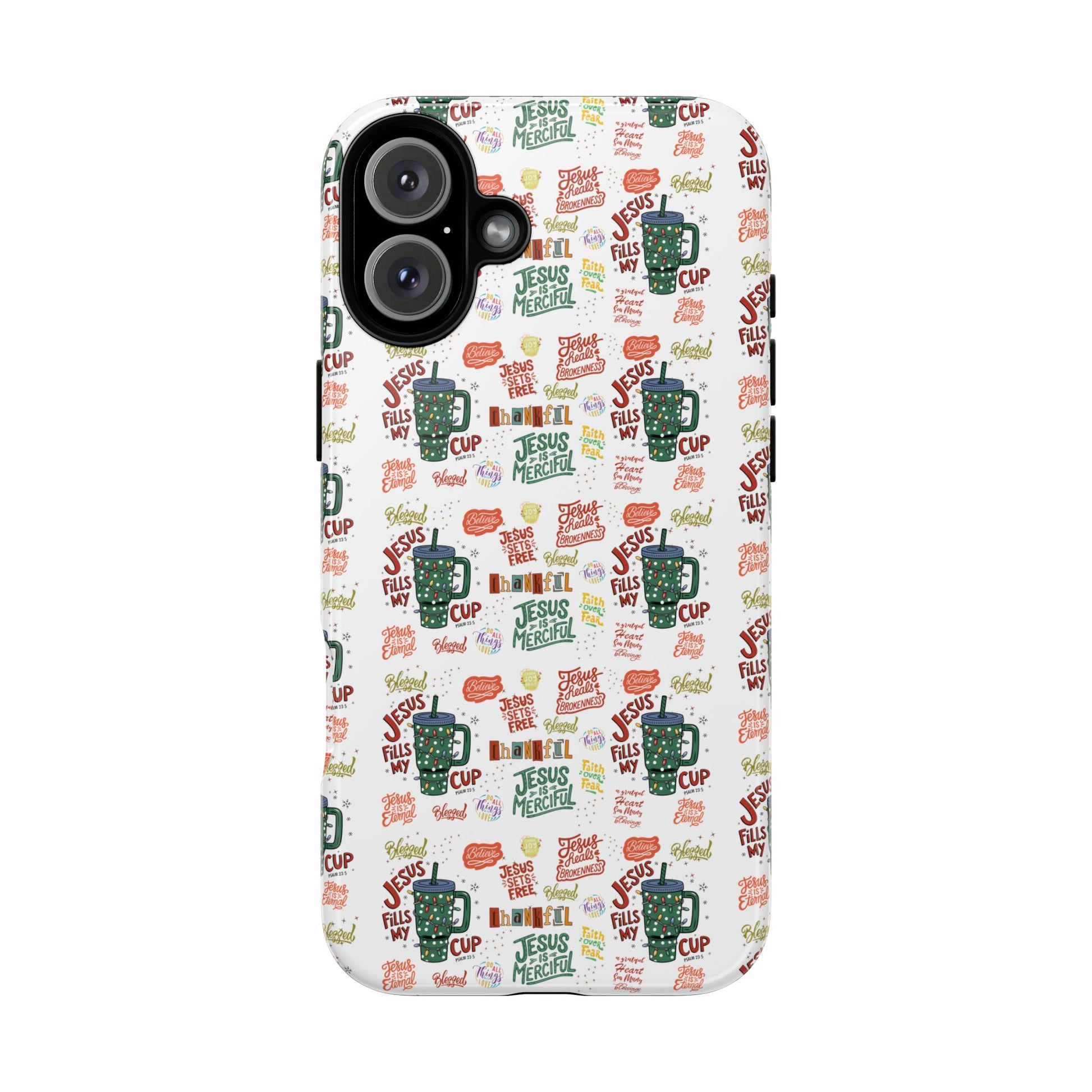 Jesus Fill My Cup Phone Case Cute Floral Design in Red, Pink, Blue – Aesthetic Protective Case for iPhone and  Android