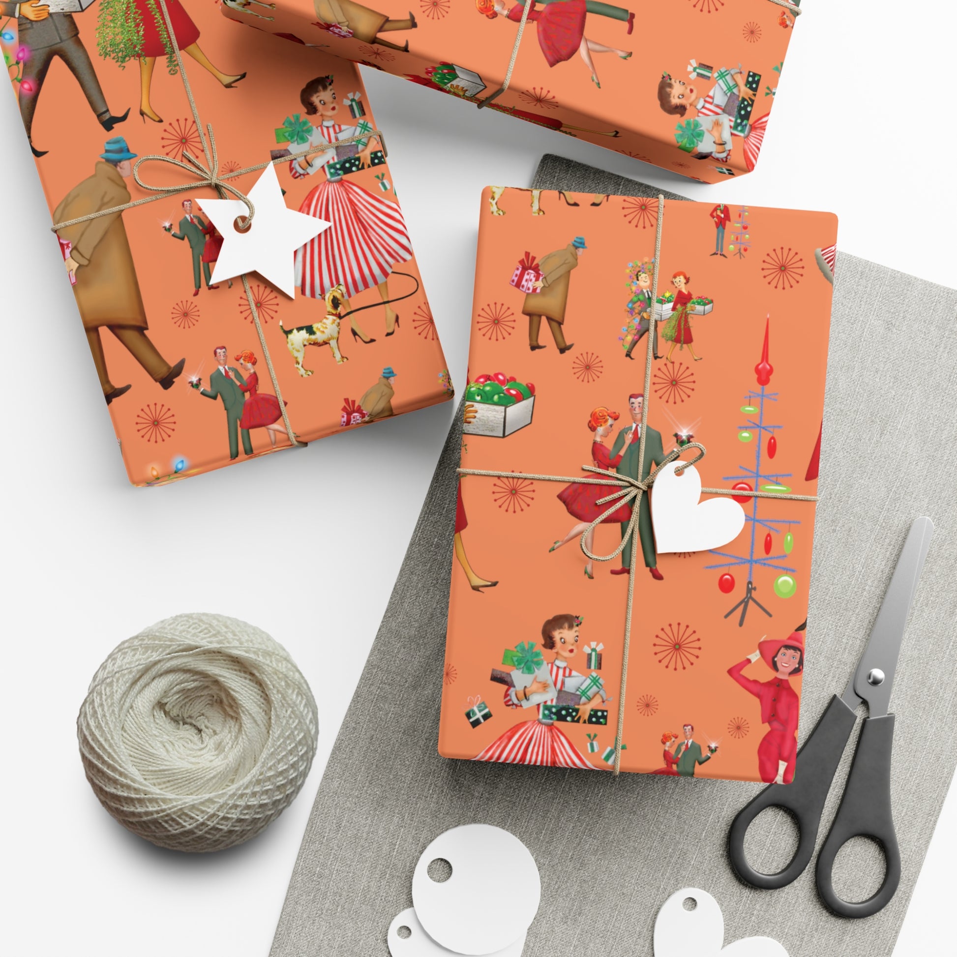 Christmas Vintage 50s Retro Wrapping Paper | Classic Holiday Designs | Nostalgic Gift Wrap | Mid-Century Holiday Patterns | Unique Retro Christmas Decorations | Festive Retro Style Christmas - MRSBYVALLE